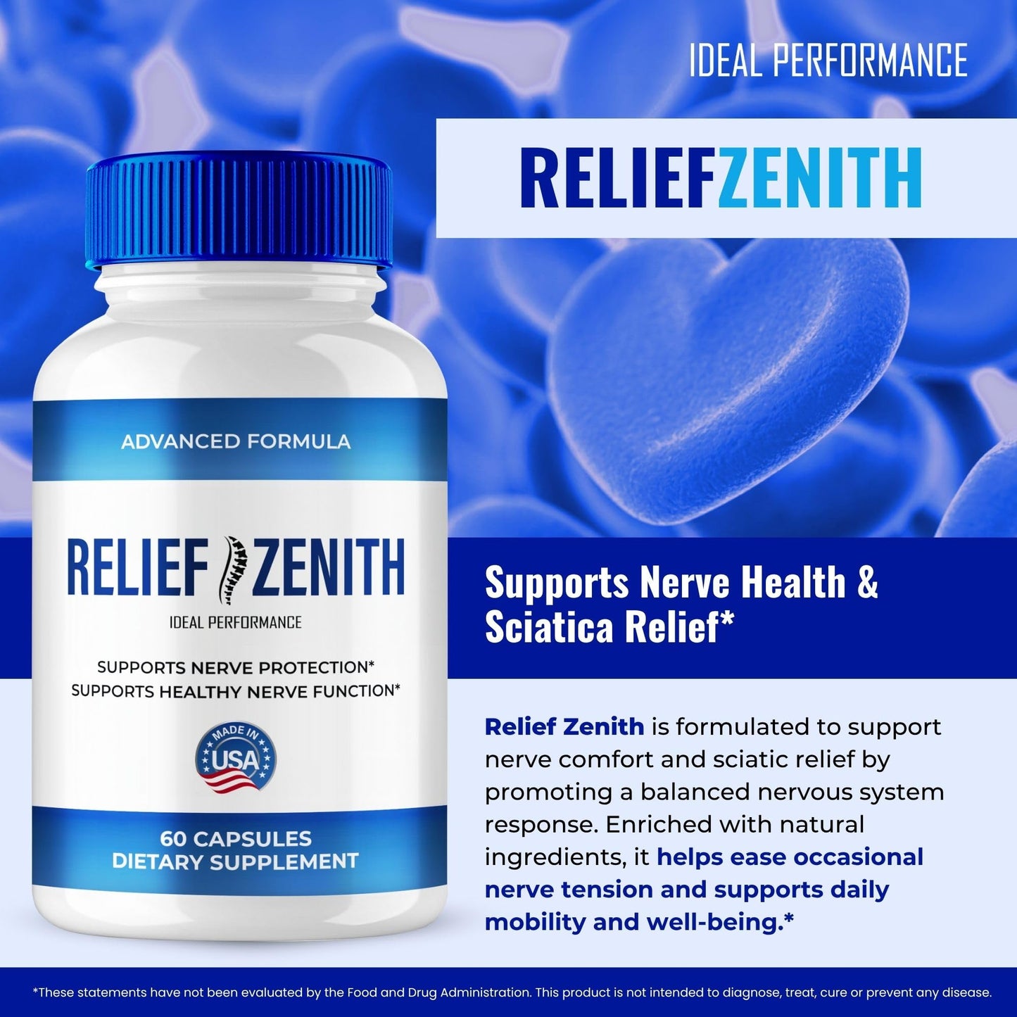 Ideal Performance Relief Zenith Neuropathy Nerve Health Capsule 120 Count