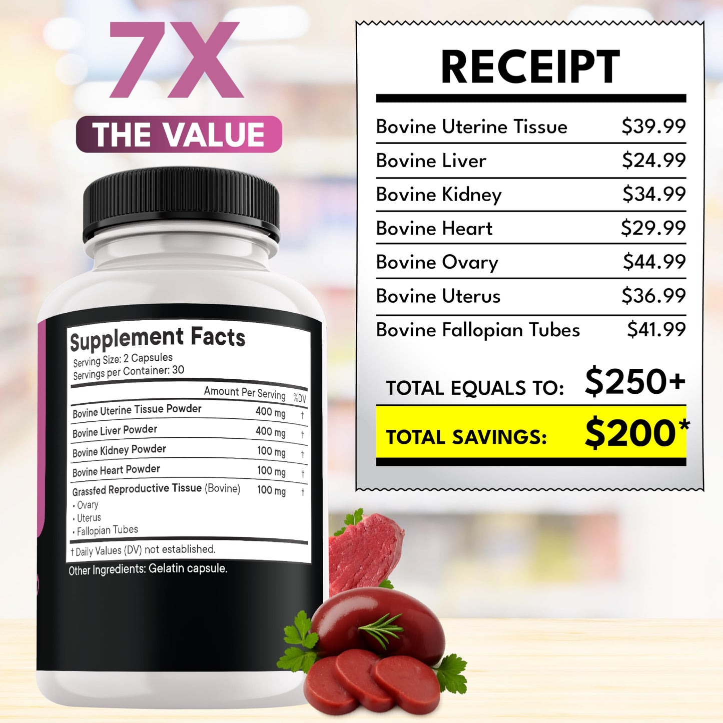 NEW AGE Beef Organ Supplement for Women 120 Capsules