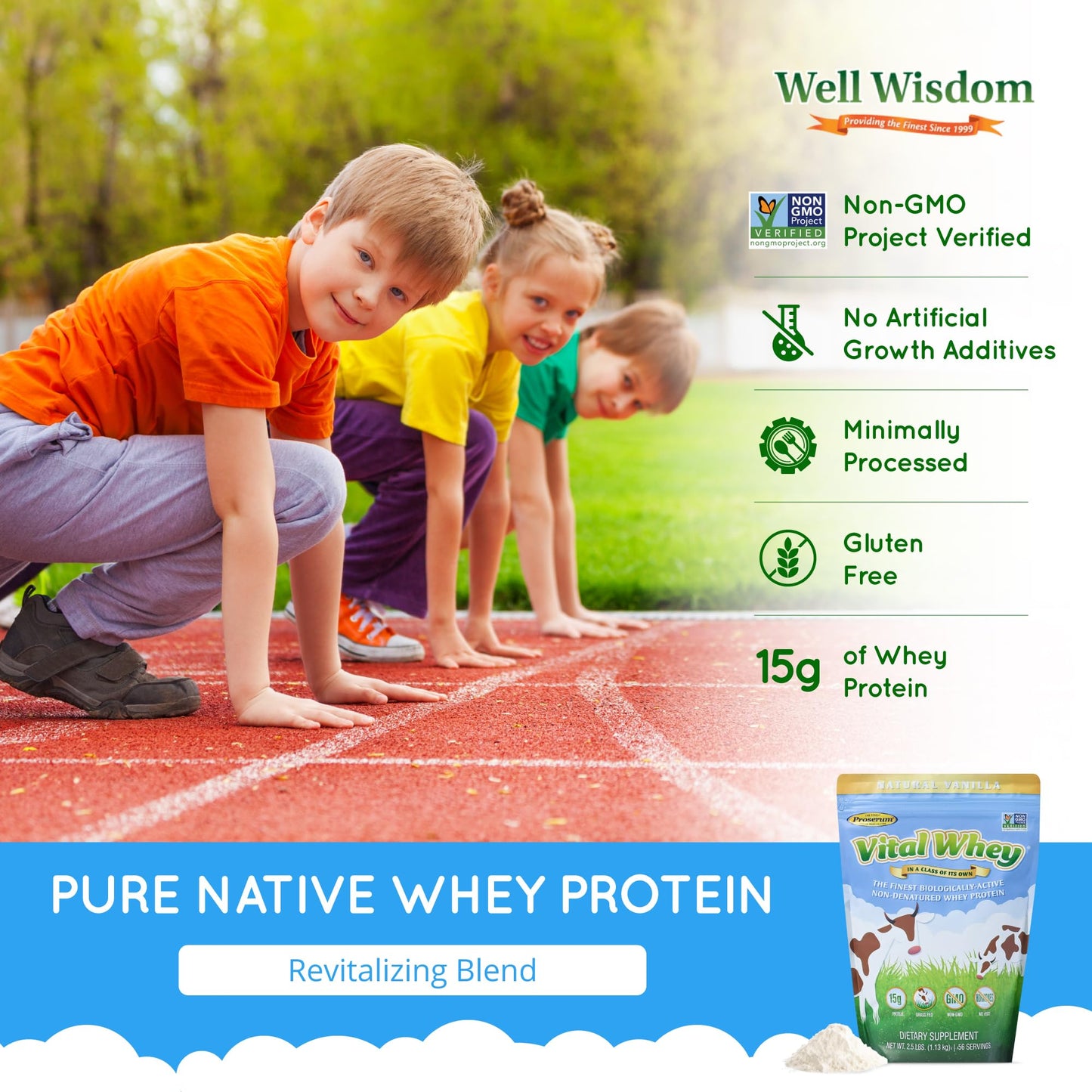 Well Wisdom Proteins Cocoa Grass-Fed Whey Protein Powder, 40 Servings