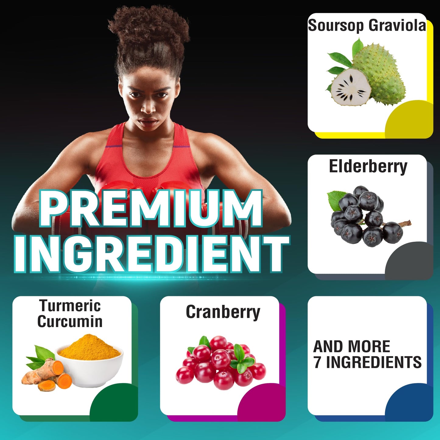 CIVIMUNA Soursop Graviola Capsules with Elderberry, Turmeric, Ginger, Milk Thistle, Tart Cherry and More 120 Capsules