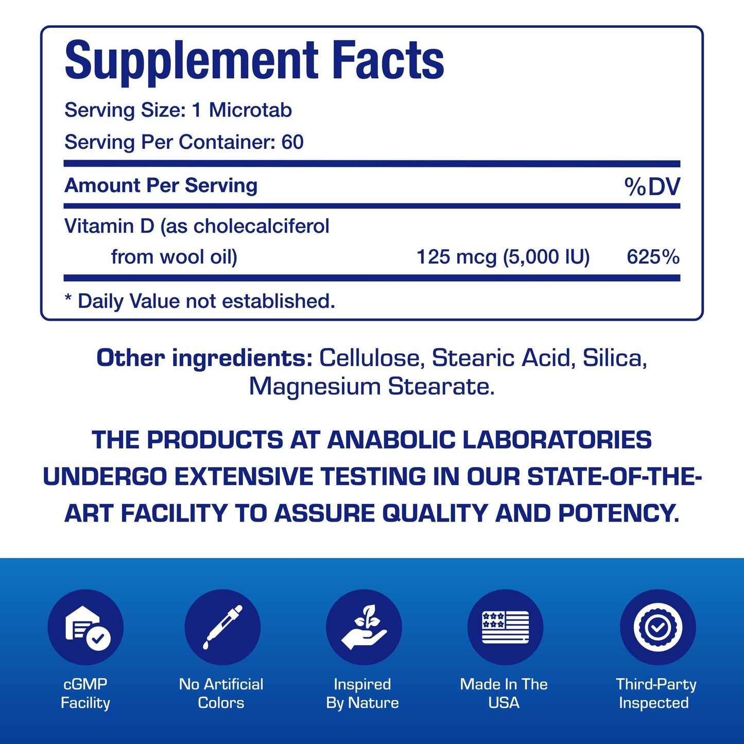 Anabolic Laboratories Vitamin D3 5000 IU, 60 Tablets