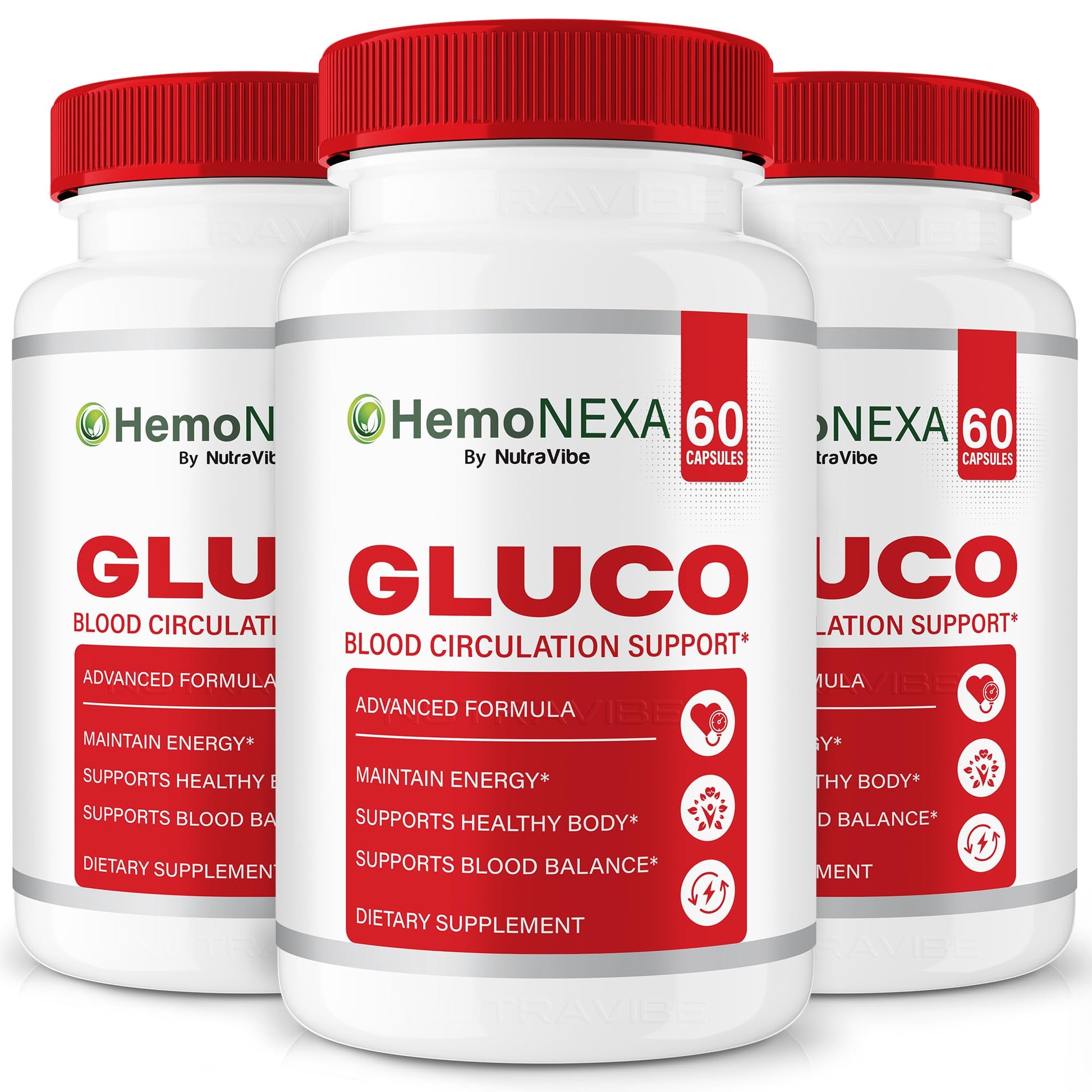 NutraVibe Hemonexa Gluco, Natural Gluco & Balance Support Supplement Capsule, 180 Capsules