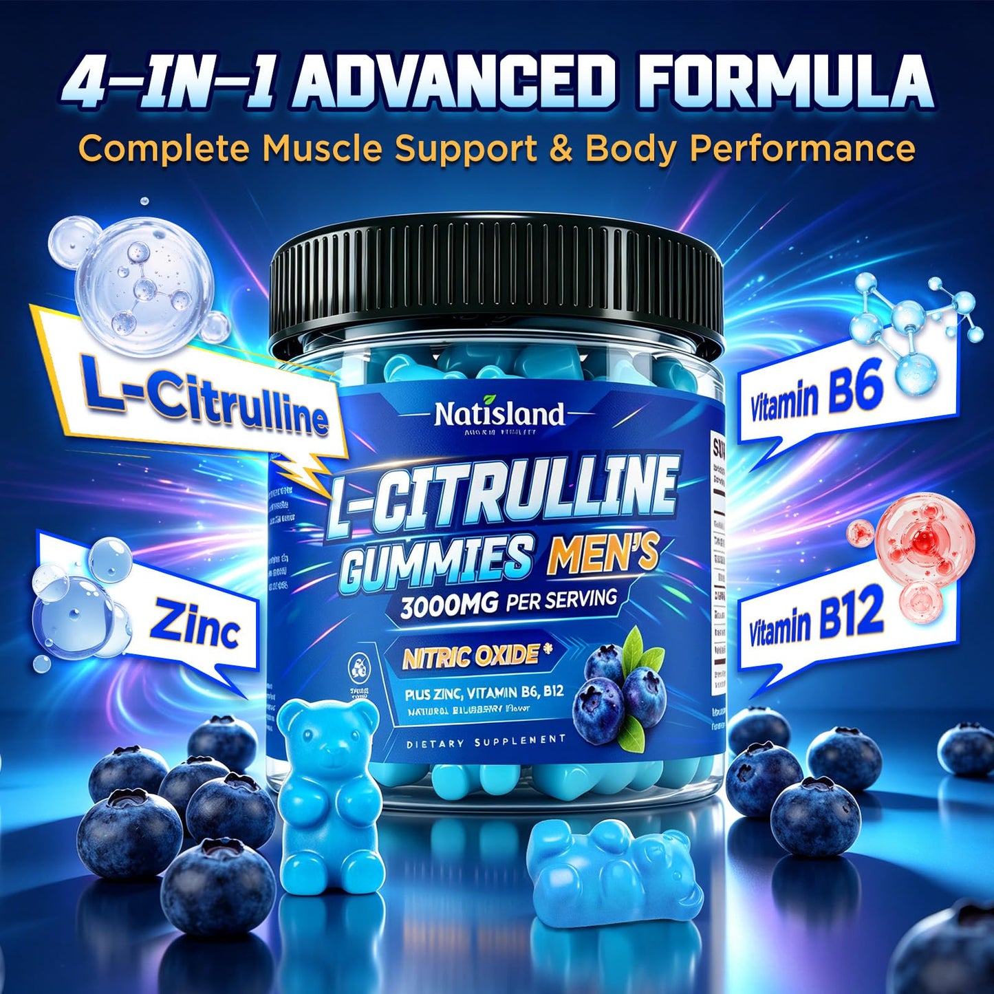 NATISLAND L-Citrulline for Men Gummies 60 Count