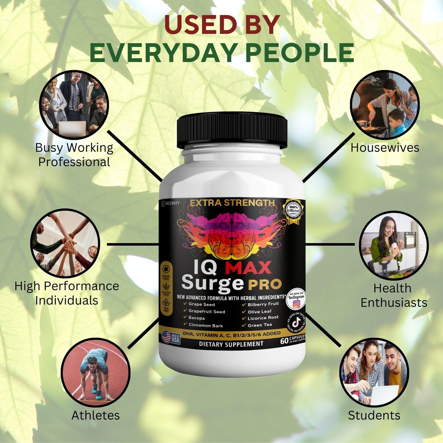 GREENVIFY IQ Max Surge Pro Brain Supplement Capsule 60 Capsules