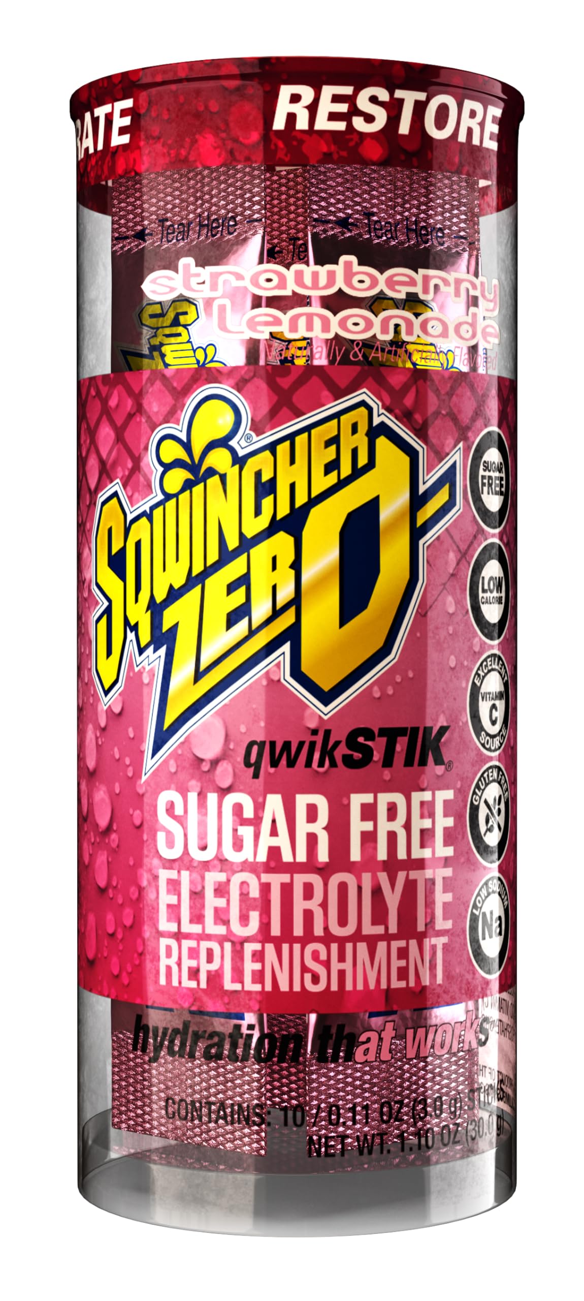 Sqwincher Qwik Stik Sugar Free Strawberry Lemonade Powder 200 Pack