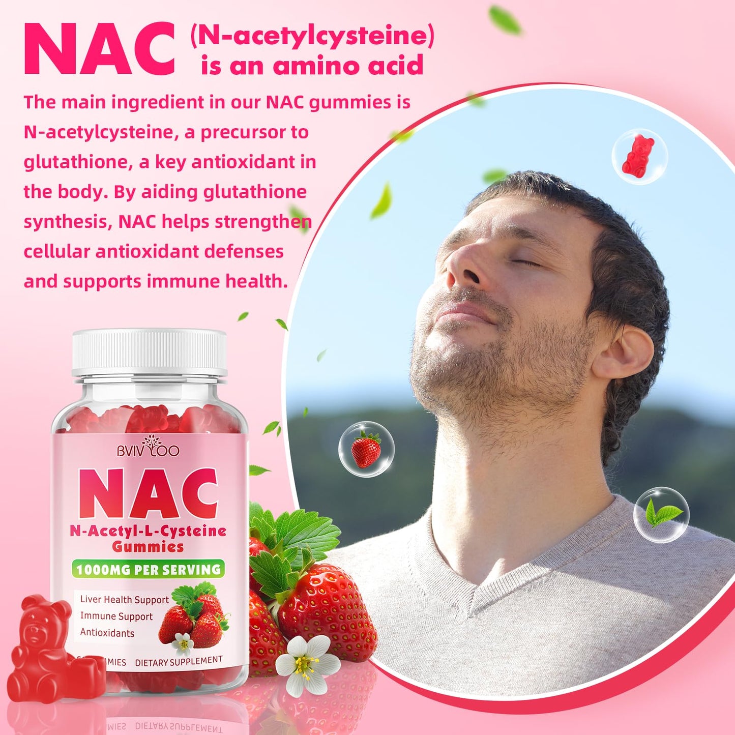 BVIVLOO N-Acetyl Cysteine Gummies, 120 Gummies