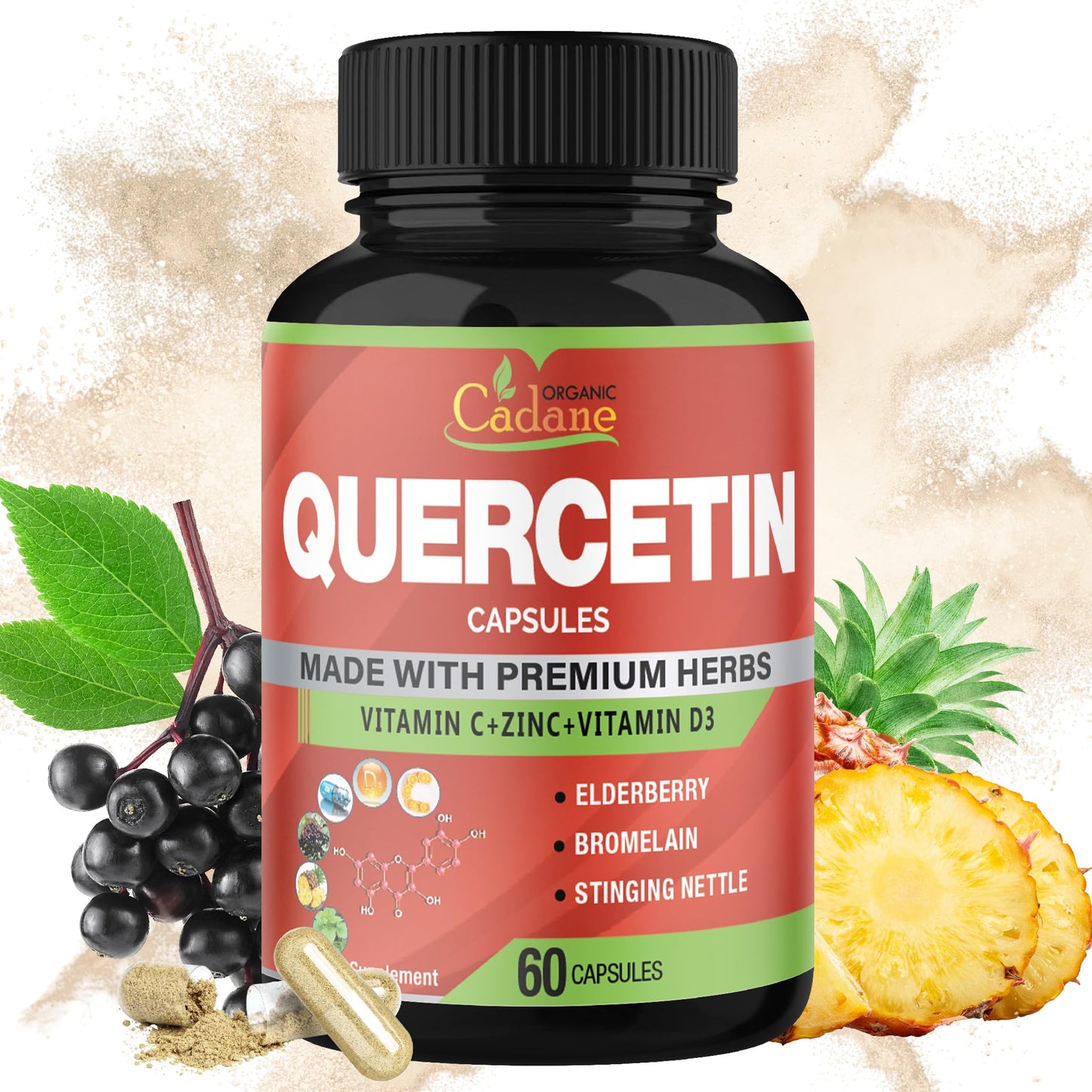 Organic Cadane Quercetin Extract Capsules 60 Capsules