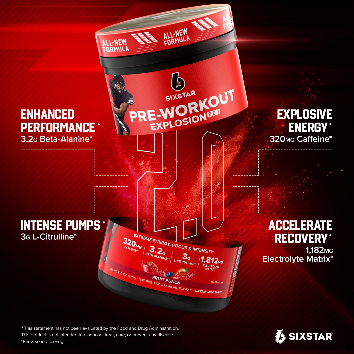 Six Star Pre-Workout Powder Fruit Punch 9.52 oz