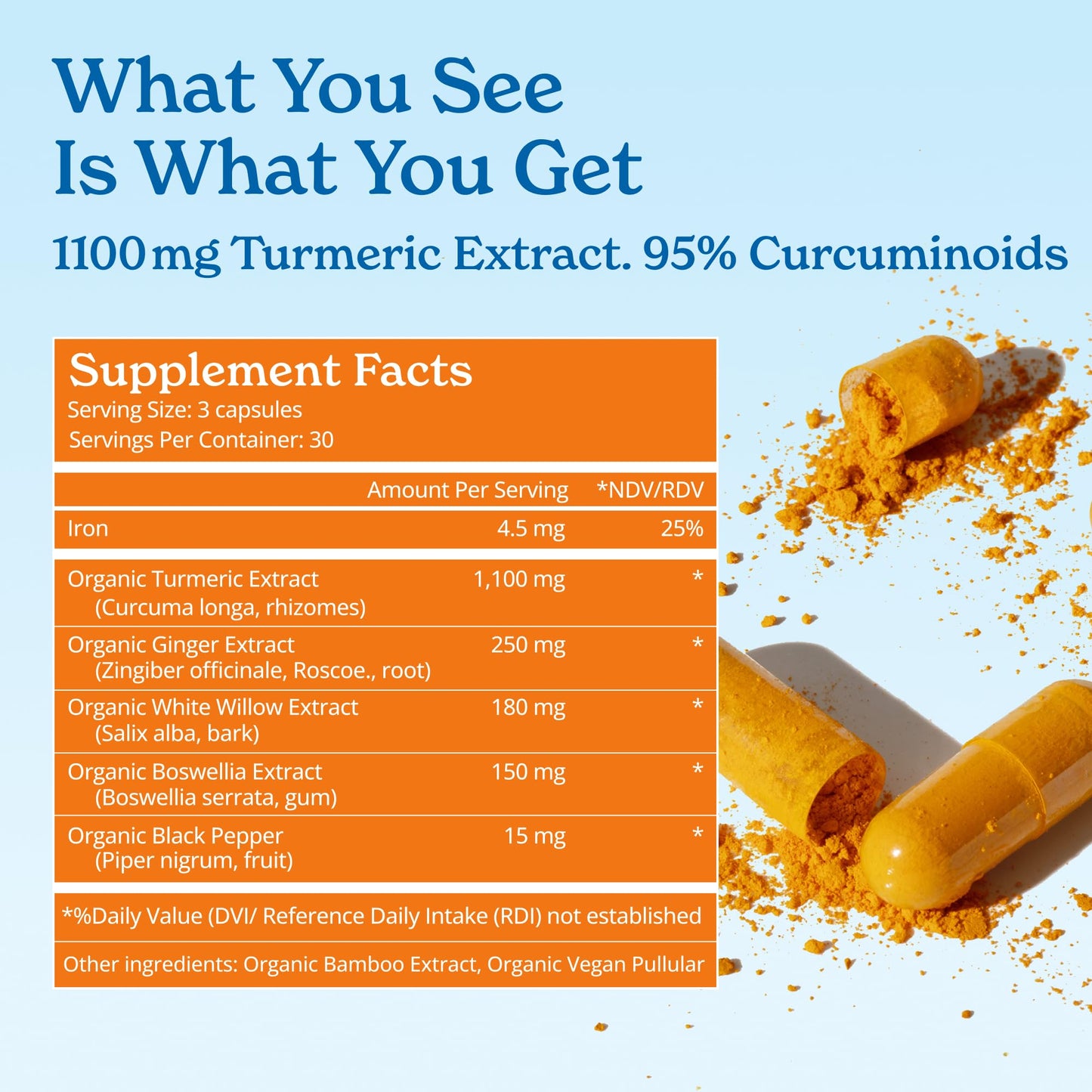 Calgee Organic Turmeric Curcumin Supplement Capsules, 180 Capsules