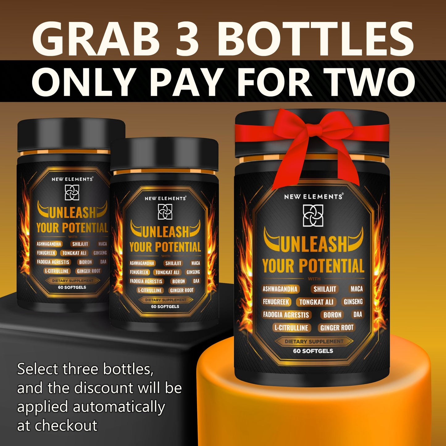 New Elements Natural Testosterone Booster 90 Capsules