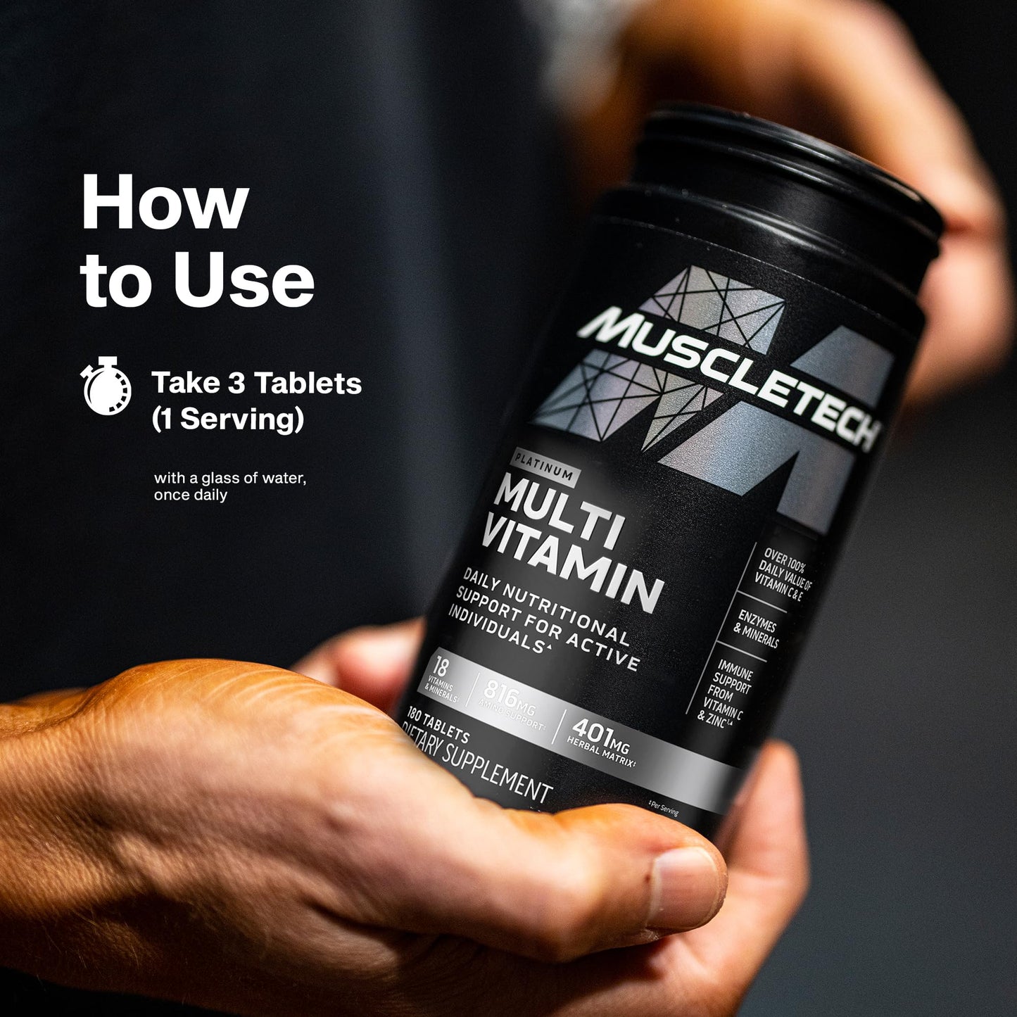 MuscleTech Platinum Multivitamins for Men & Women 180 Capsules
