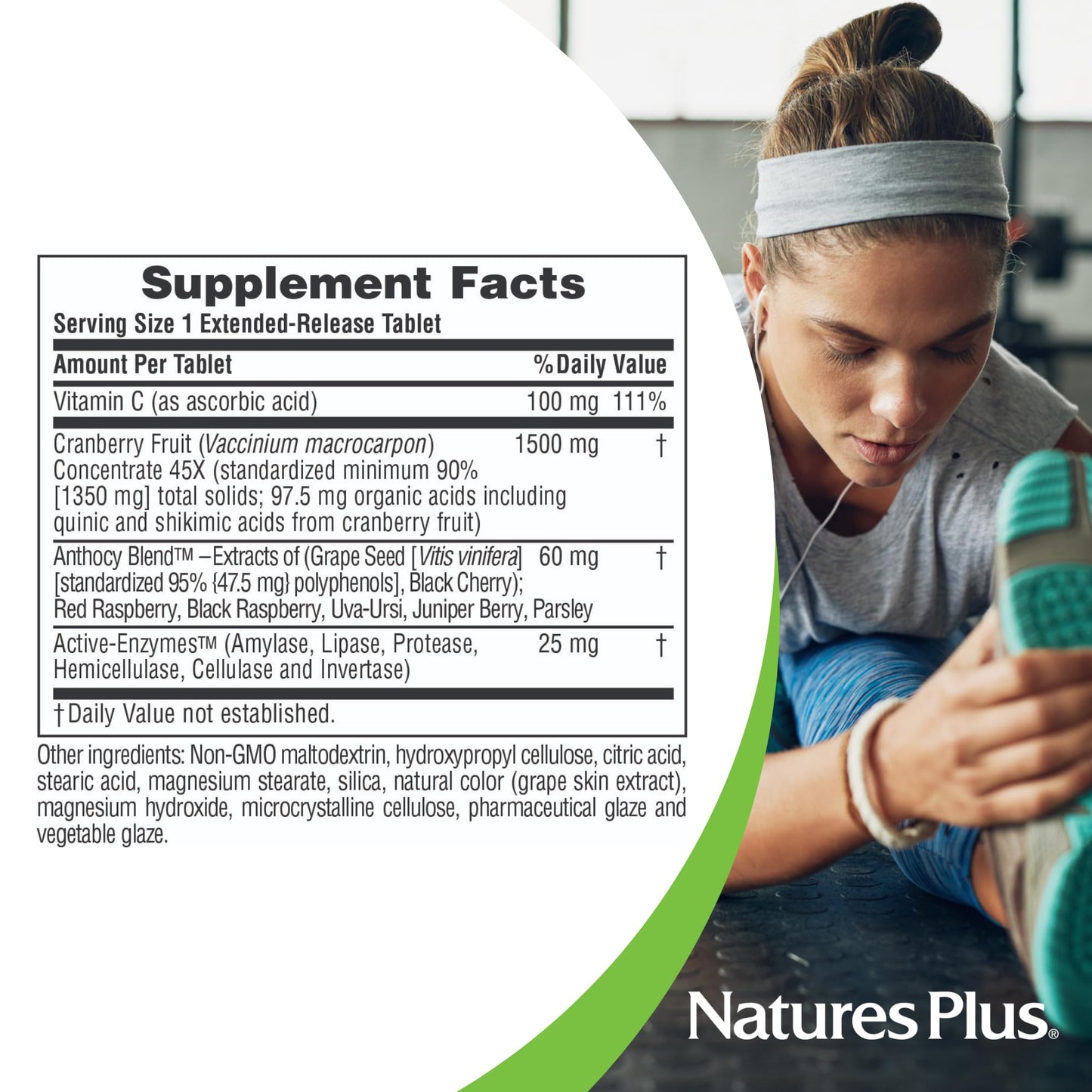 NaturesPlus Herbal Actives Ultra Cranberry 1500 Tablets, 30 Count
