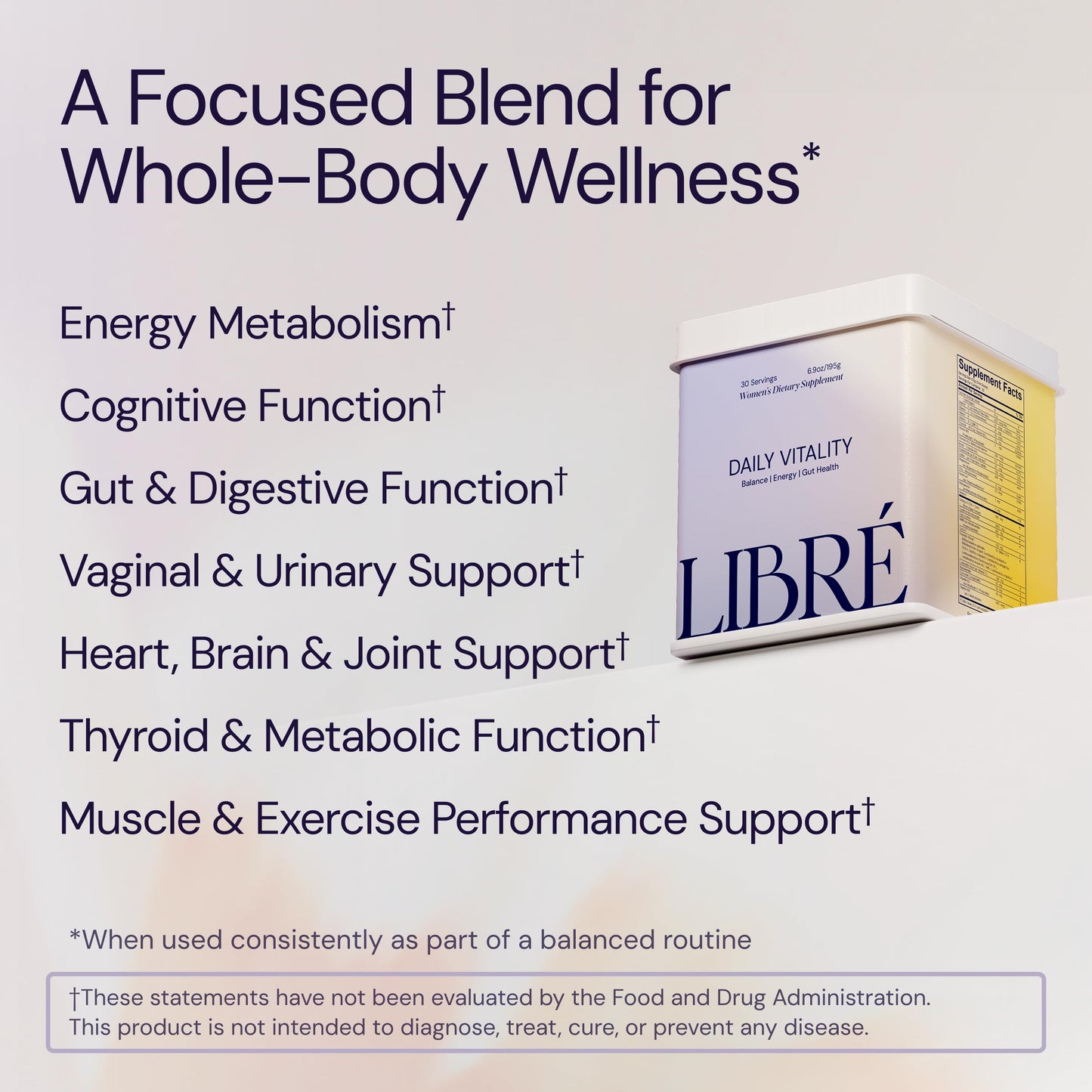 Libré Daily Vitality Doctor-Developed Multivitamin Powder for Women 18+ with Creatine, NMN, Probiotics, Omega-3 & CoQ10, 6.9 Ounce