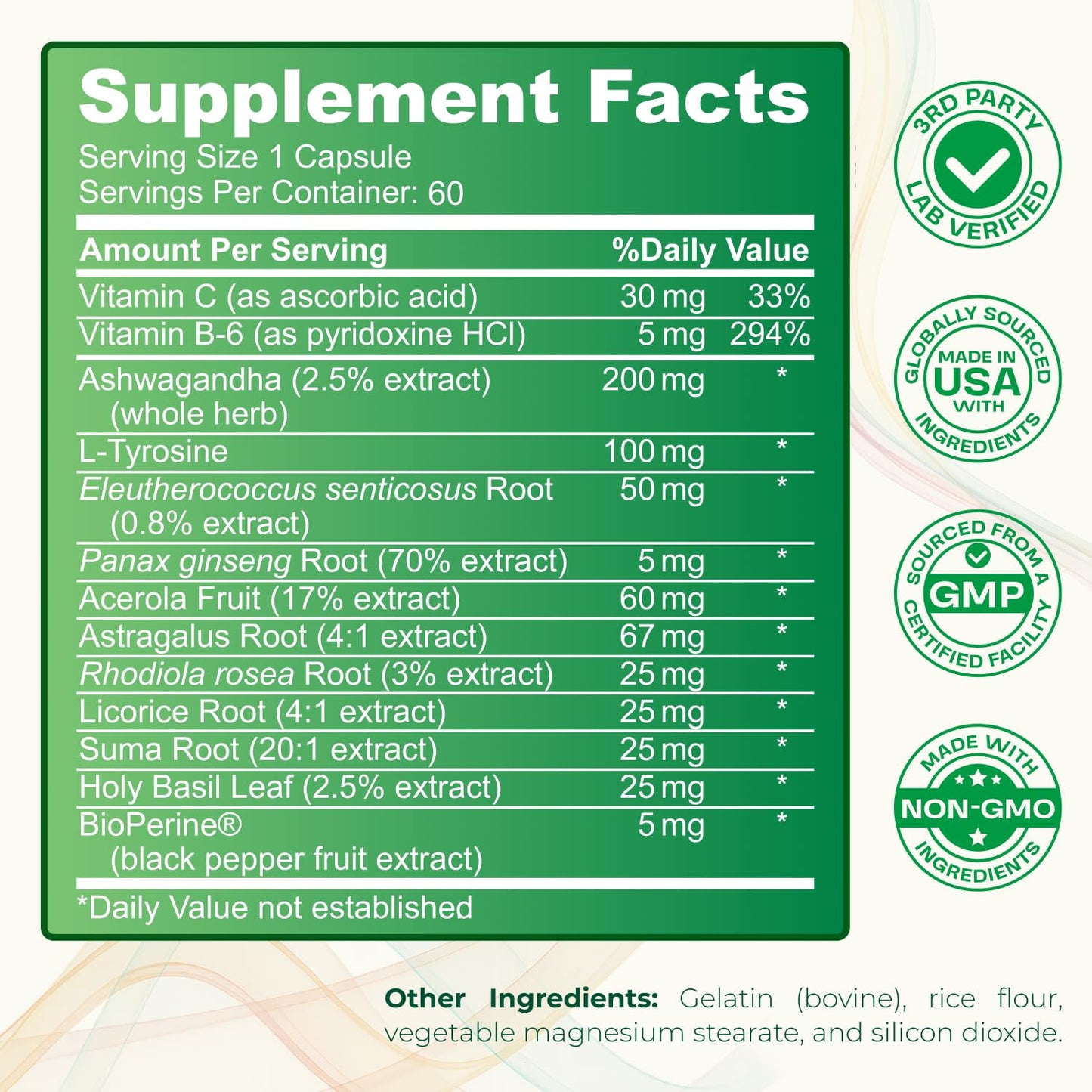 HerbaQuest Cortisol Reducer for Women with Rhodiola Rosea, Ashwagandha & L-Tyrosine Capsules, 60 Count