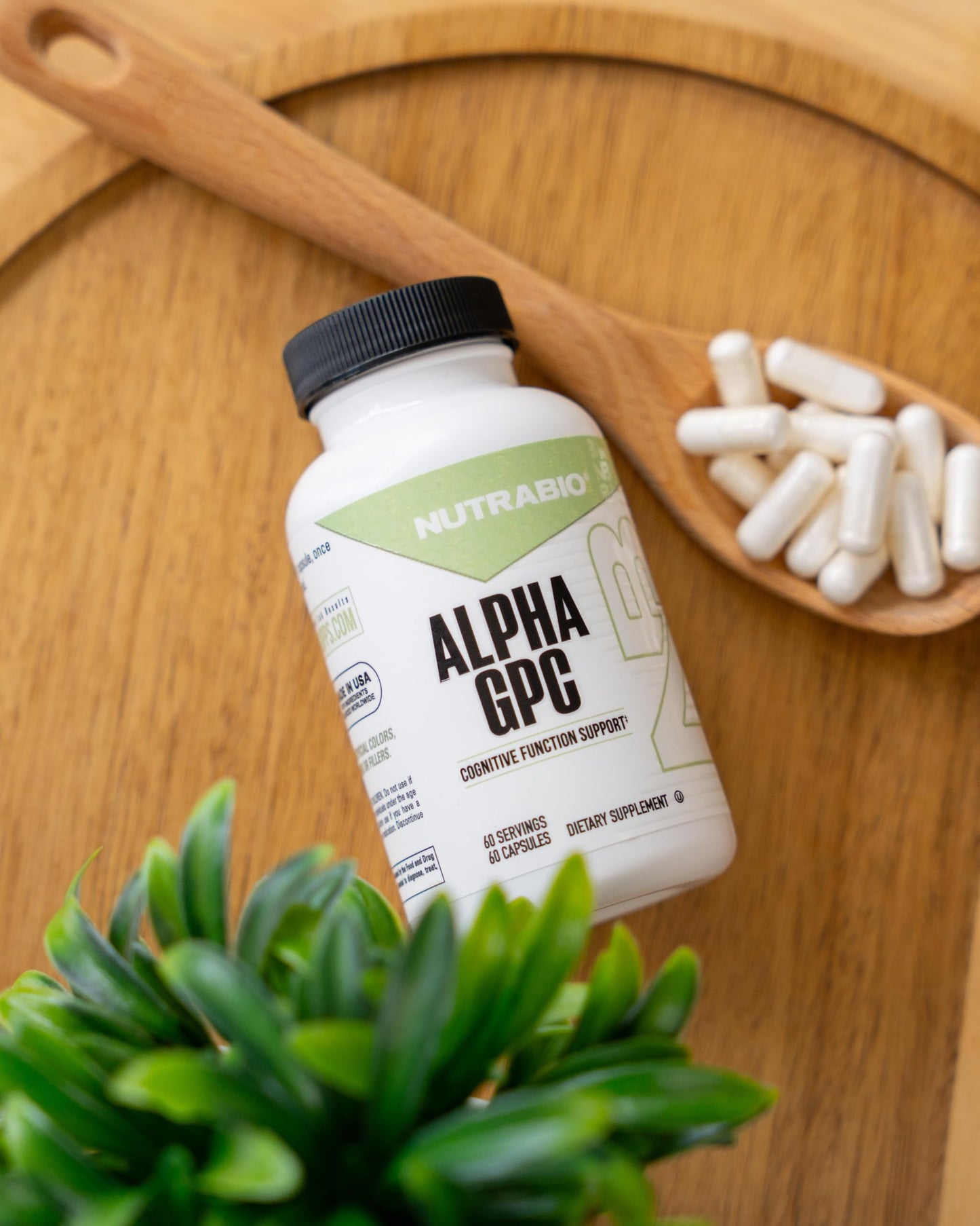 NutraBio Alpha GPC 300mg Capsules, 60 Count