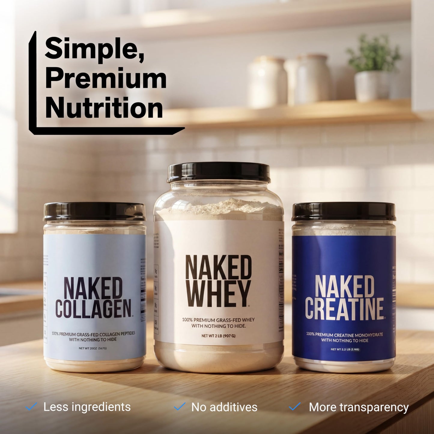 NAKED Creatine Monohydrate Strawberry Flavored Powder 90 Servings