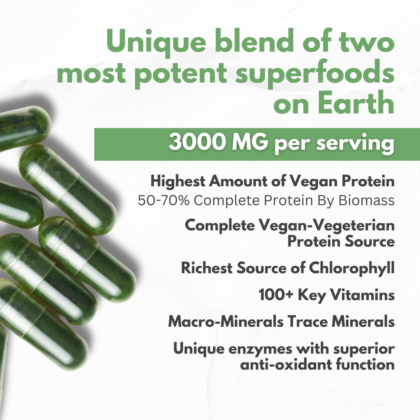HCL Herbal Code Labs Spirulina Chlorella Ashwagandha Detox & Stress Support Capsules, 180 Count
