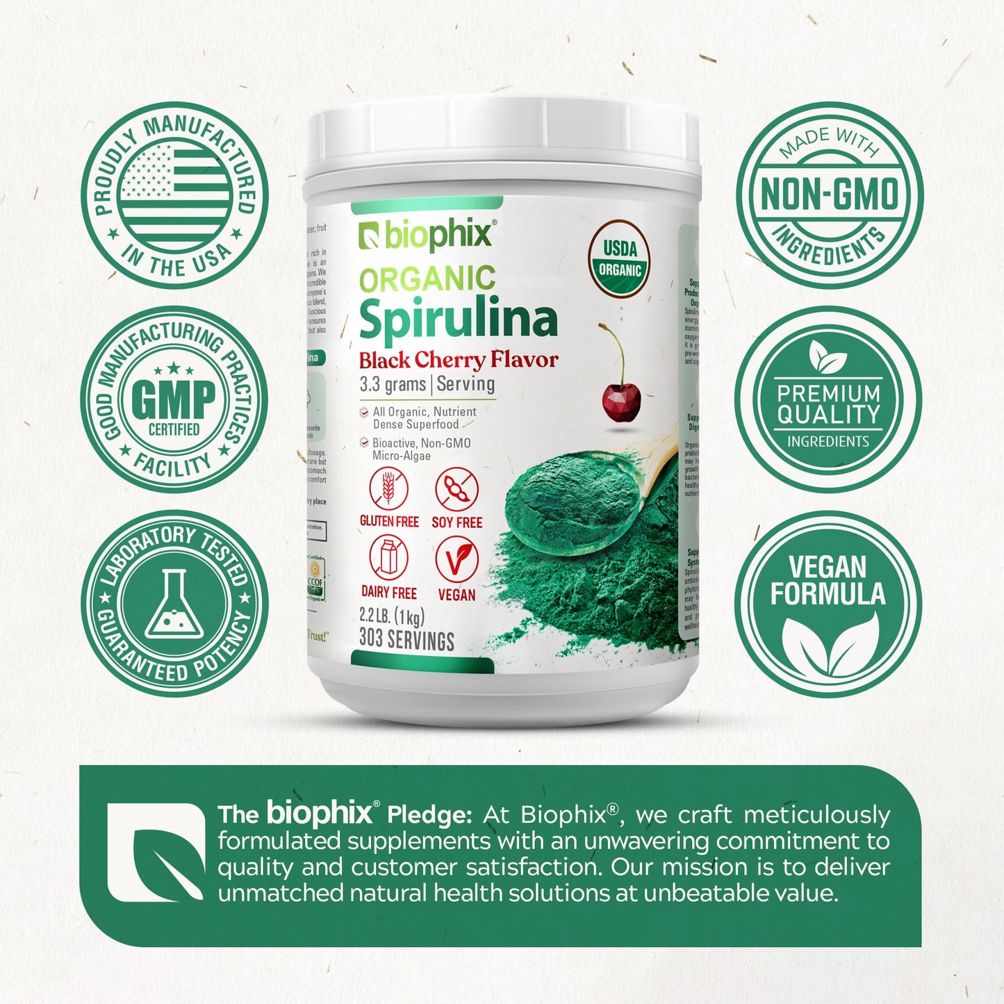 biophix Organic Spirulina Powder 2.2 lb