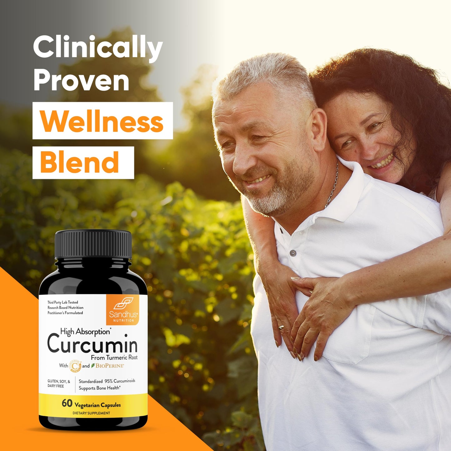 Sandhu's Curcumin C3 Complex with BioPerine 60 Capsules, Non-GMO