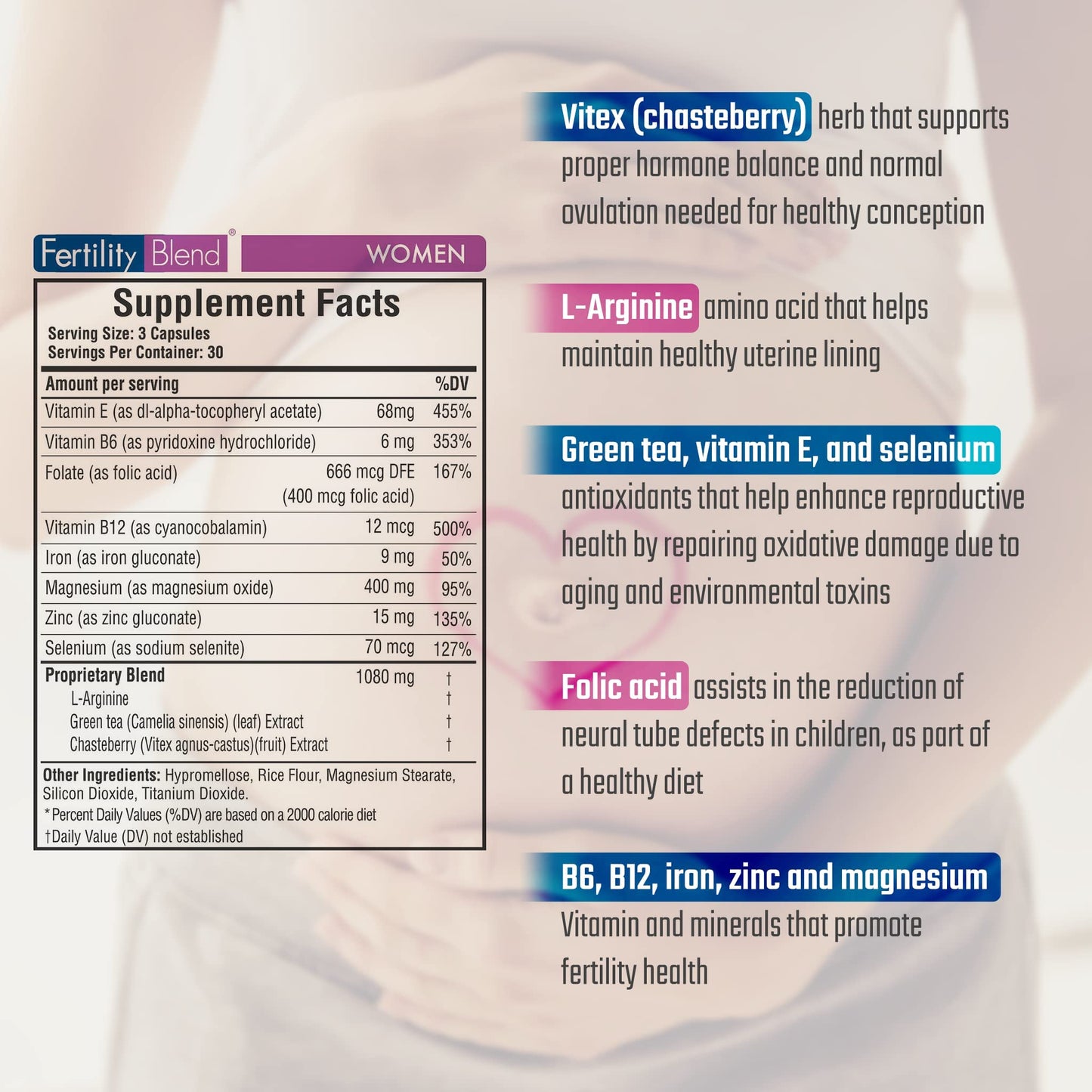 Fertility Blend Fertility Supplements for Women Veggie Caps 90 Count