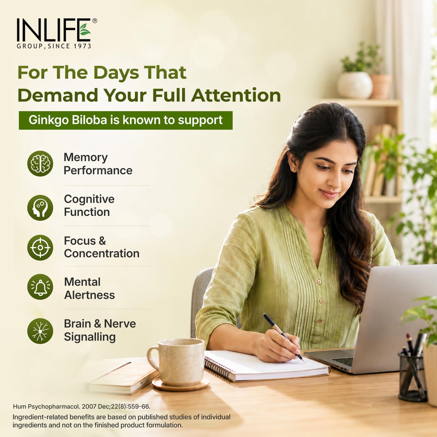 INLIFE Ginkgo Biloba Extract 120mg Capsule, 1 Count