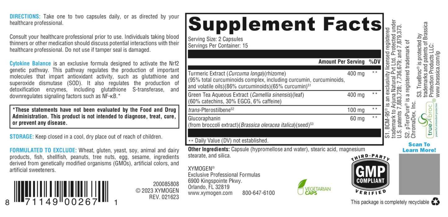 XYMOGEN Cytokine Balance Capsules, 30 Count