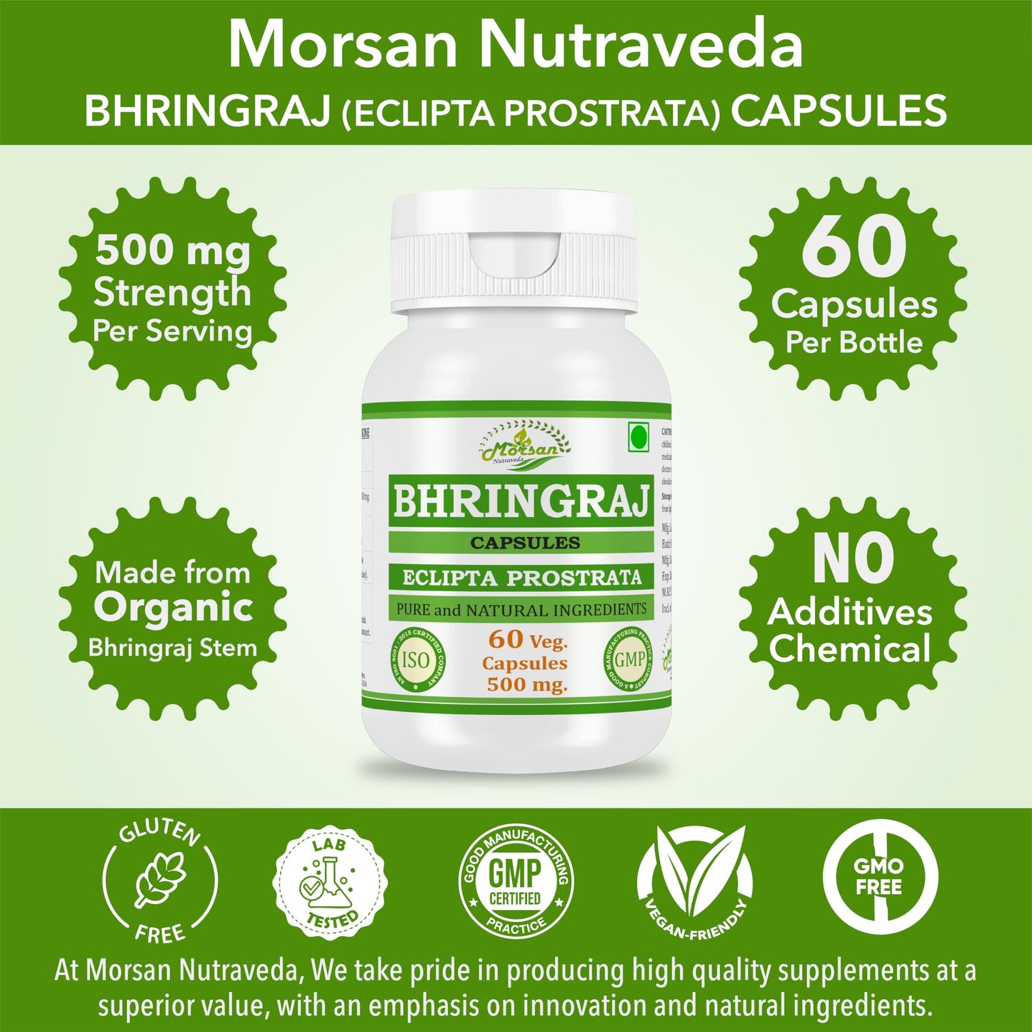 Morsan Nutraveda Bhringraj (Eclipta Prostrata) Capsules, 120 Count