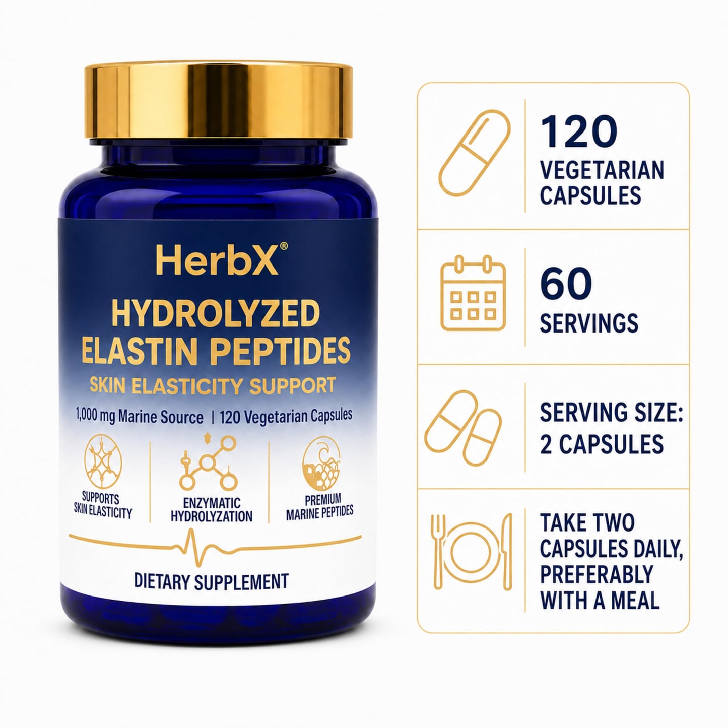 HerbX Elastin Peptide Skin Tightening Formula for Daily Use Capsules 120