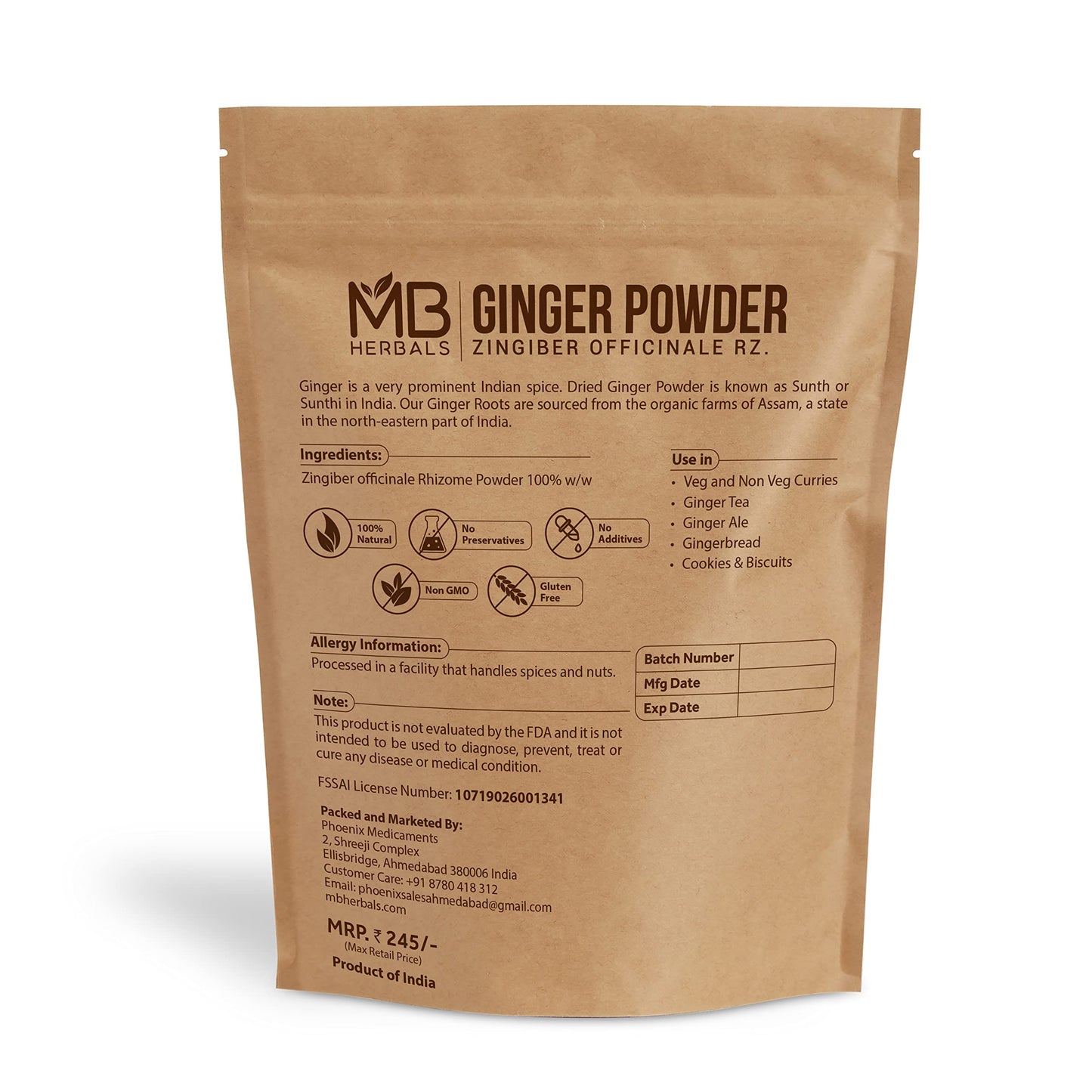 MB Herbals Ginger Powder 8 oz 8.0072