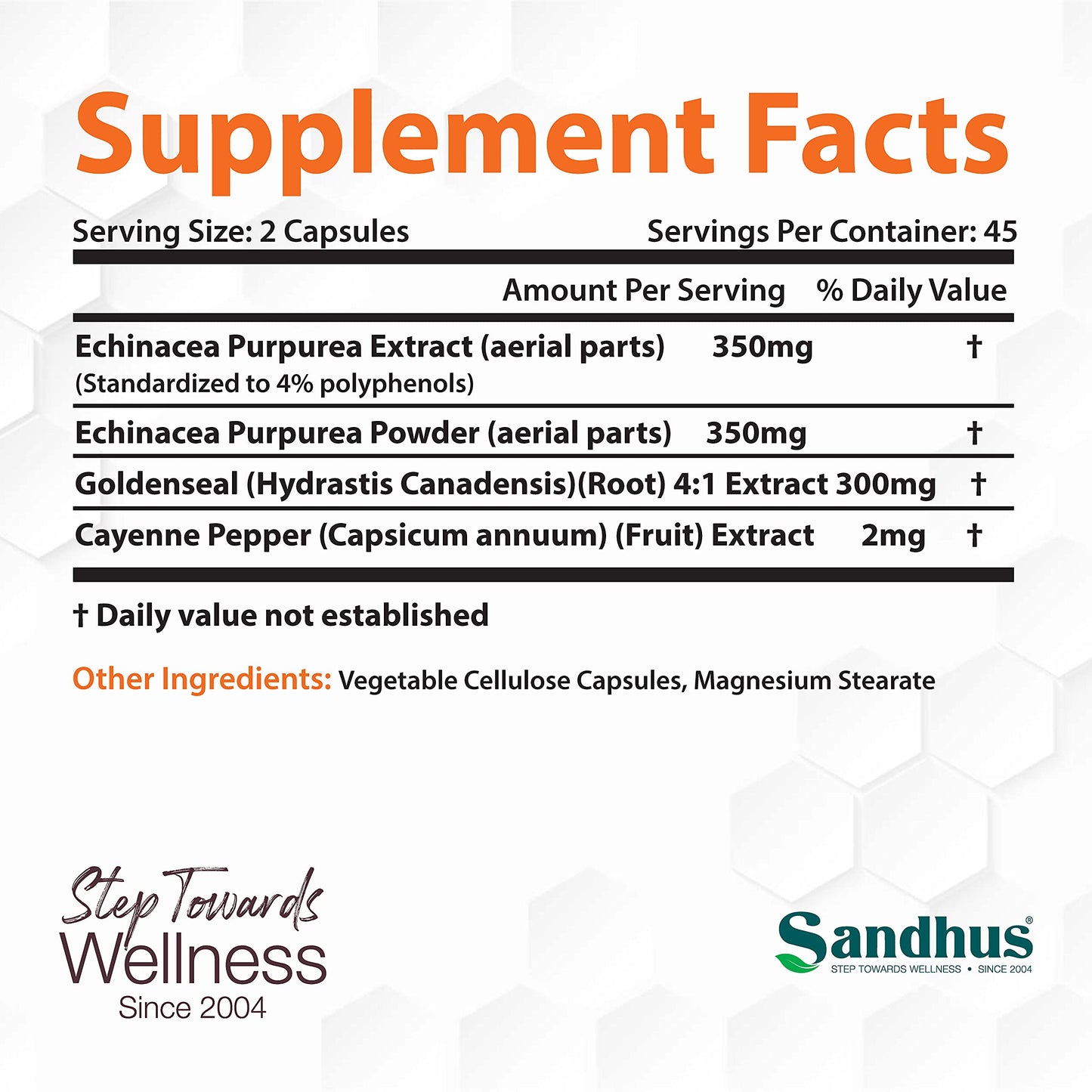 Sandhu's Echinacea Goldenseal Capsules 90 Count