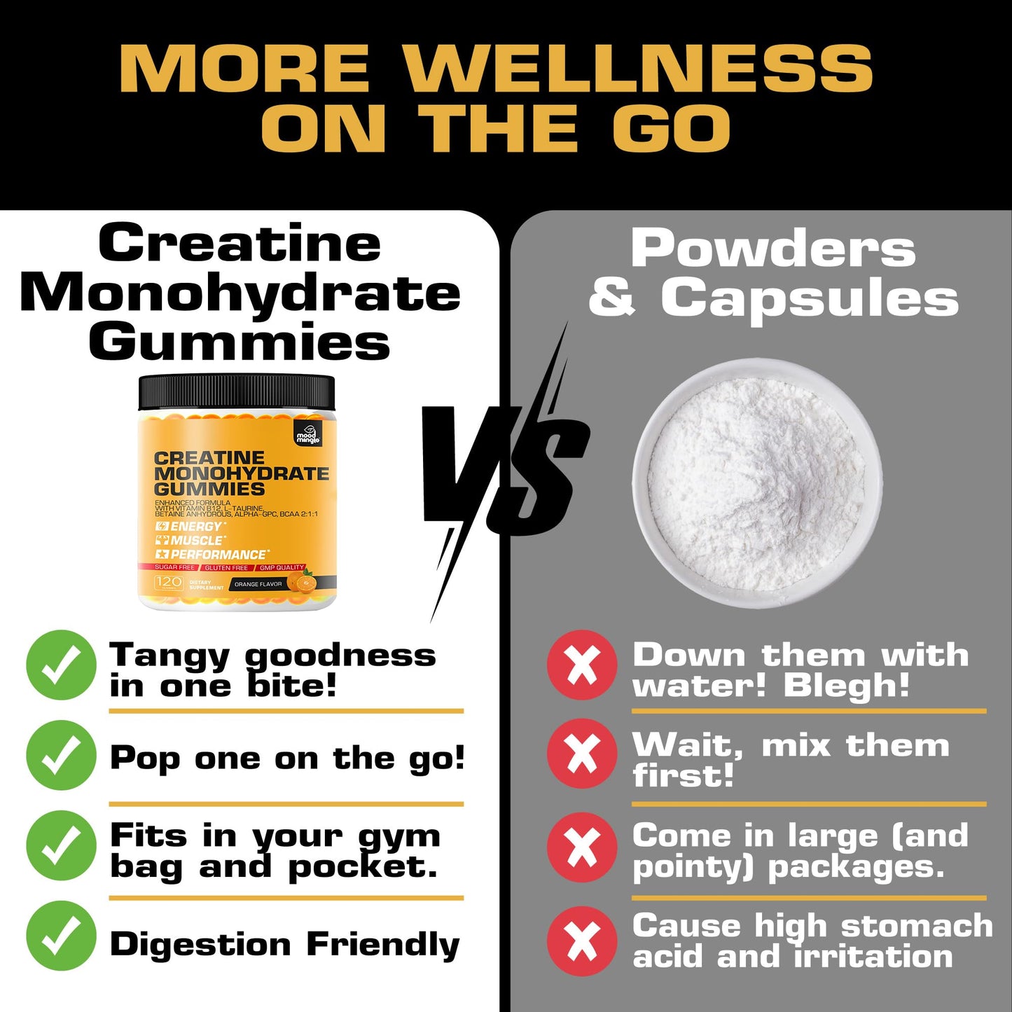 Mood Mingle Creatine Monohydrate Gummies 5g, 120 Gummies