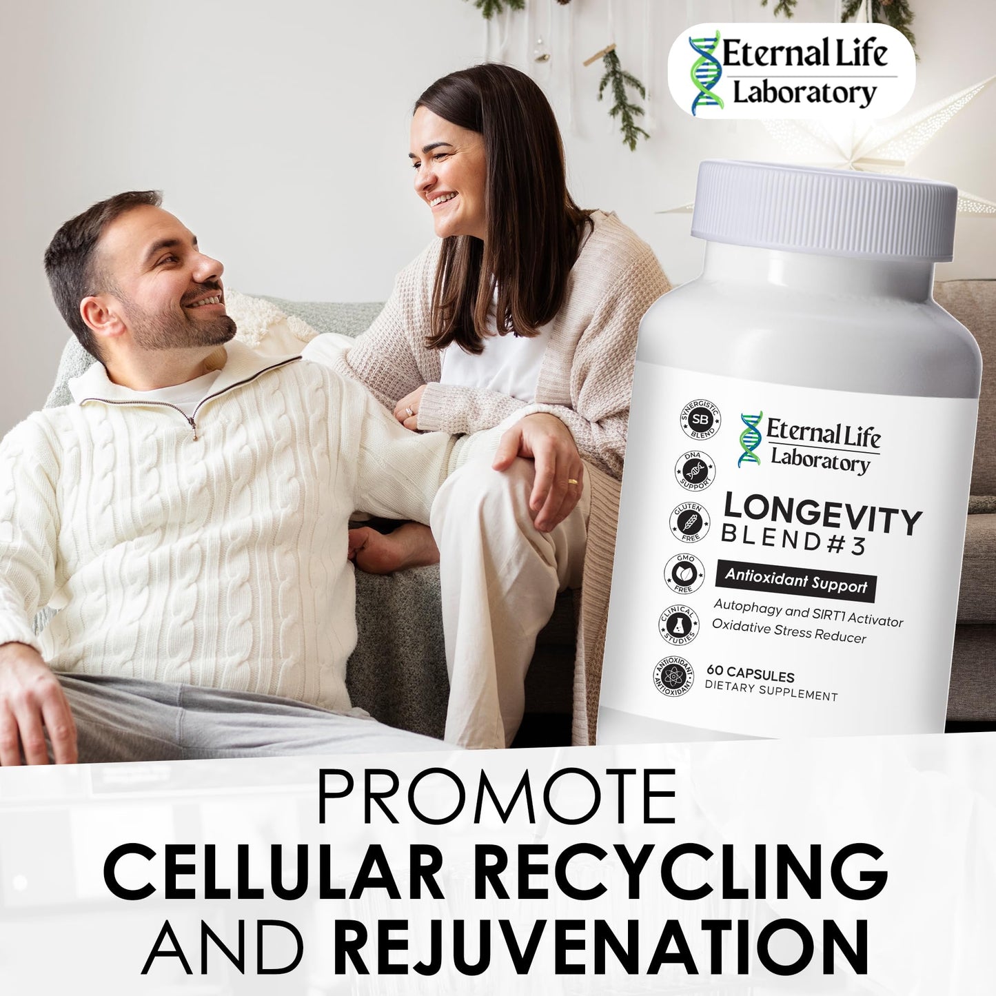 Eternal Life Laboratory Longevity Blend #3 Resveratrol 98% with Fisetin Pterostilbene Spermidine Anti Aging Oxidative Stress Reducer Antioxidant Supplement AMPK Activator 30 Capsules