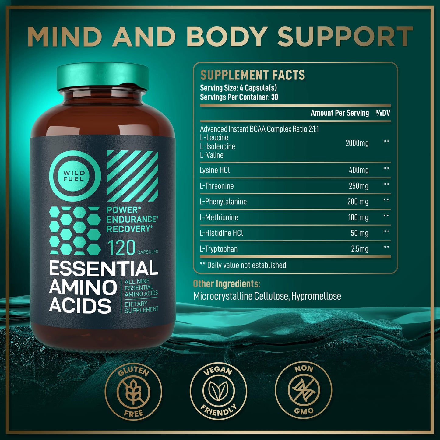 WILD FUEL Essential Amino Acids with BCAAs 120 Capsules