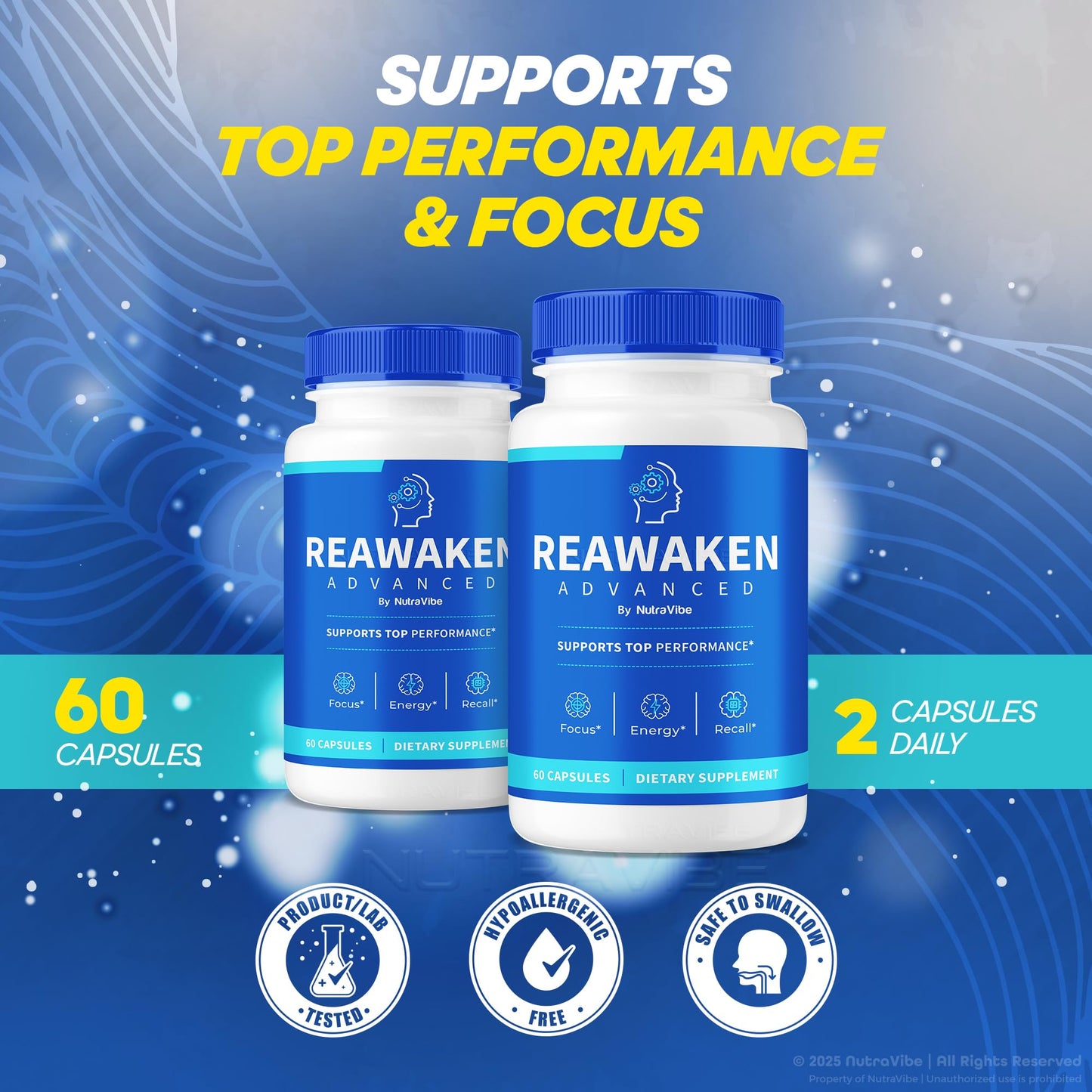 NutraVibe Reawaken Brain & Memory Support, 120 Capsules