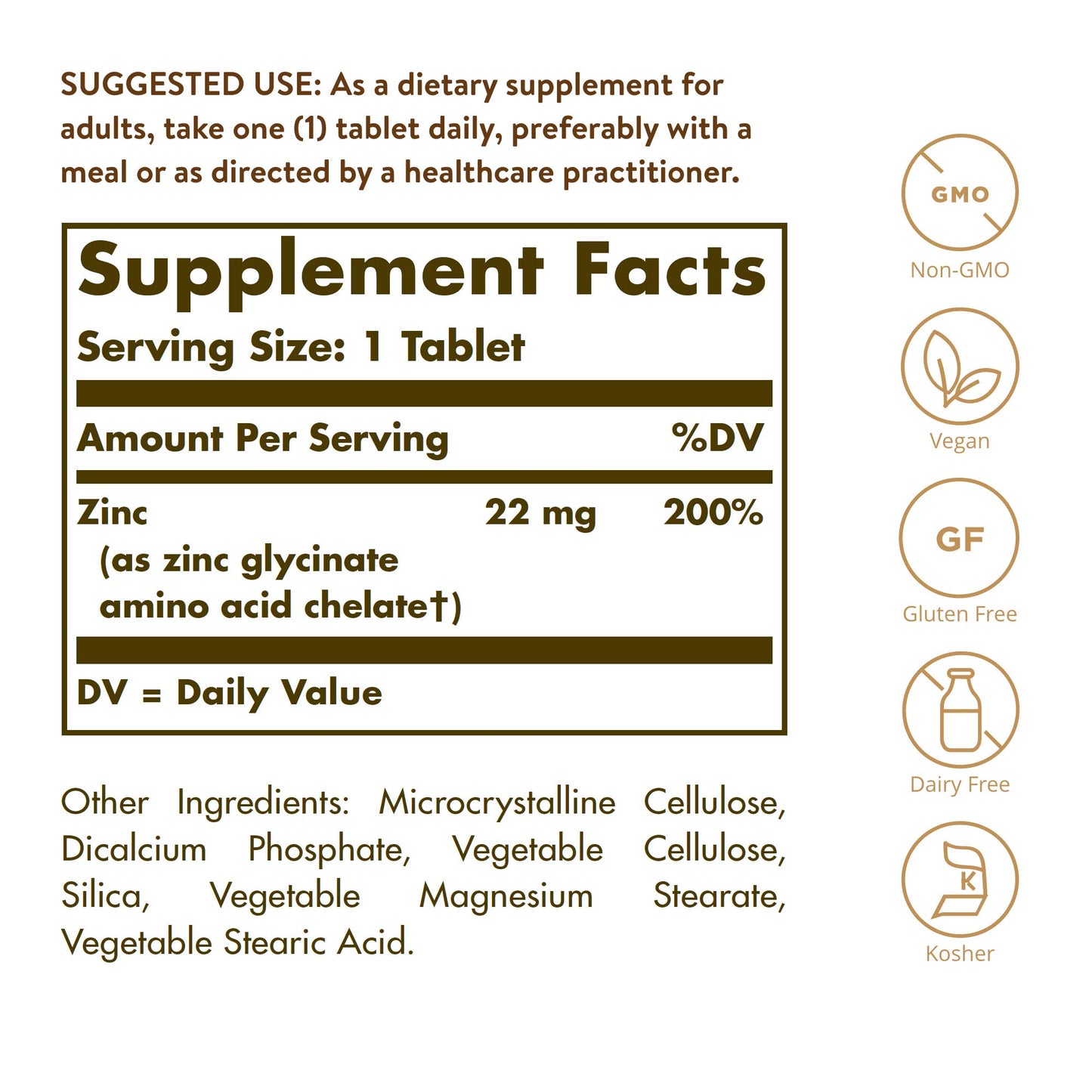 Solgar Chelated Zinc Tablets 250