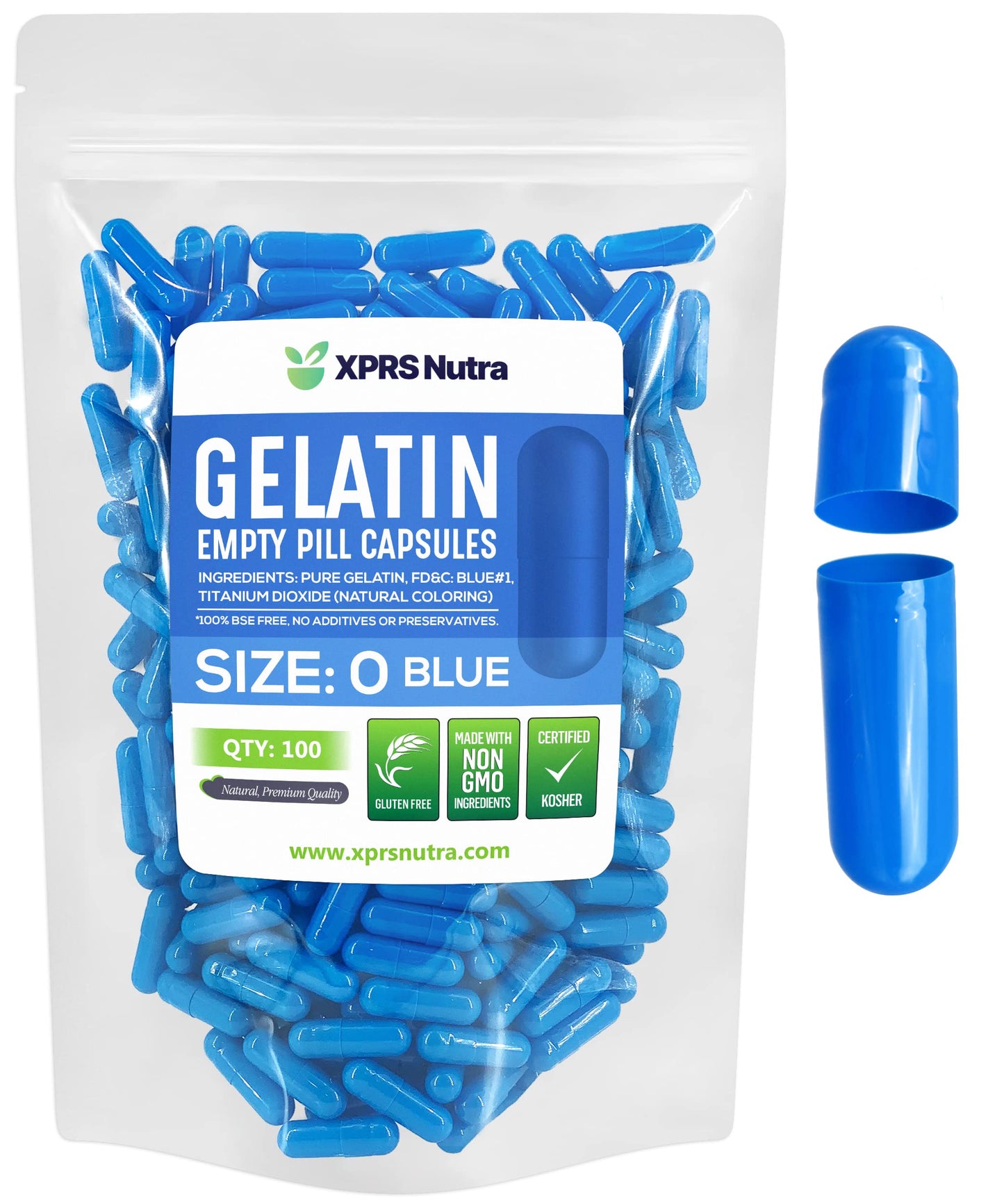 XPRS Nutra Size 0 Empty Gelatin Capsules Capsule 100 Count
