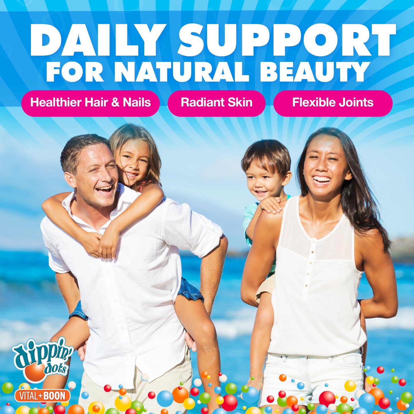 Vital+Boon Hair Skin and Nails Vitamins Biotin Collagen Gummy 60