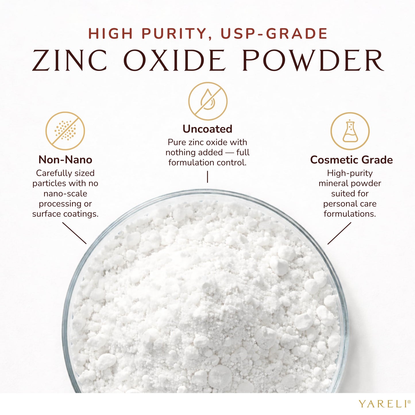 YARELI Zinc Oxide Powder, Unscented USP Grade, 16 Ounce