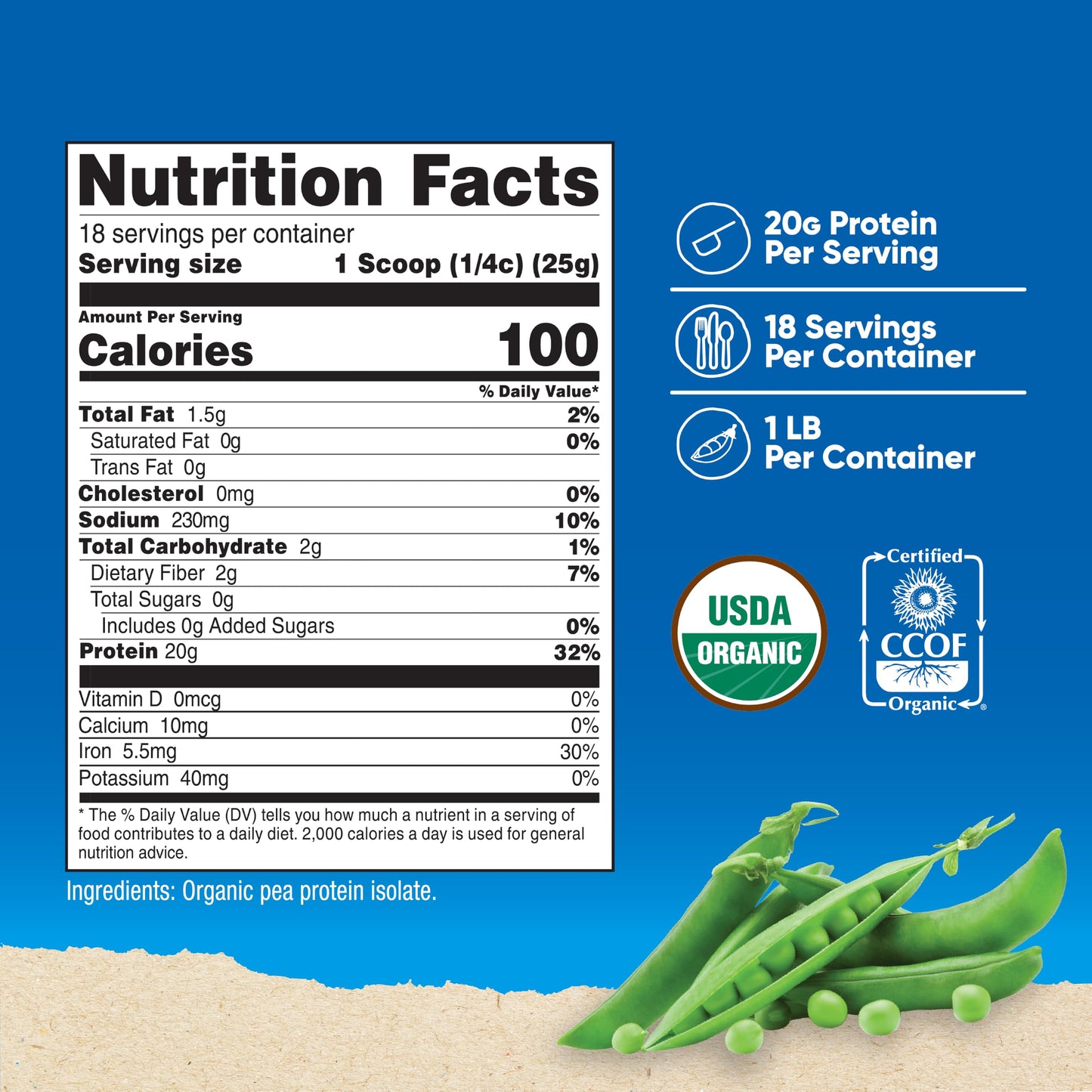 Nutricost Organic Pea Protein Powder 16.2 oz
