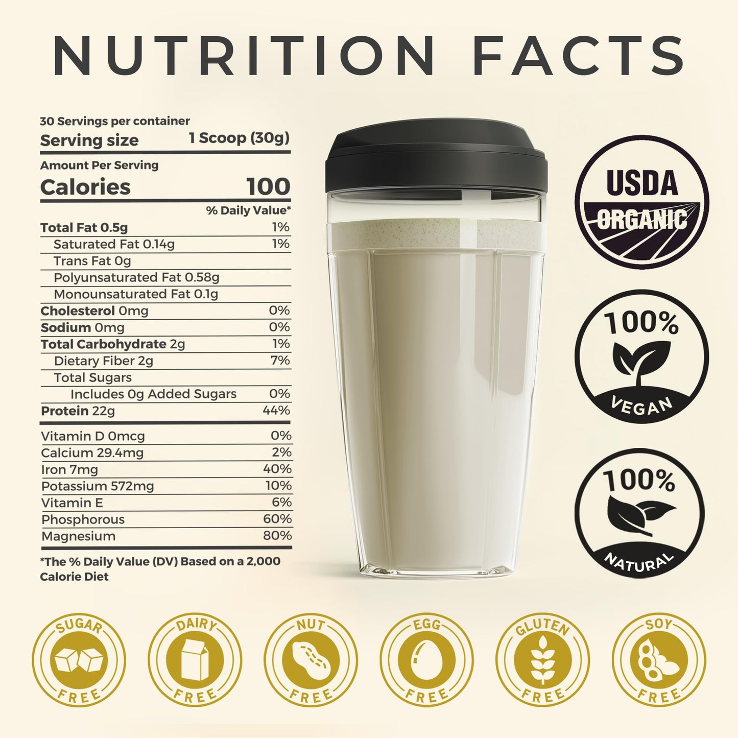 TUPAXA USDA Organic Hemp Protein Powder, Unflavored, 32 Servings