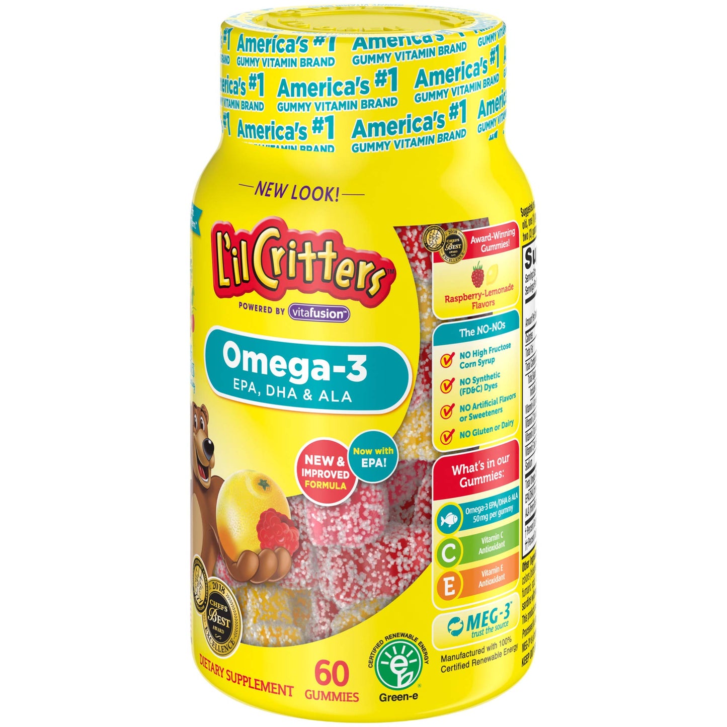 Lil Critters Omega-3 DHA Chewables, Lemonade Flavor, Pack of 2