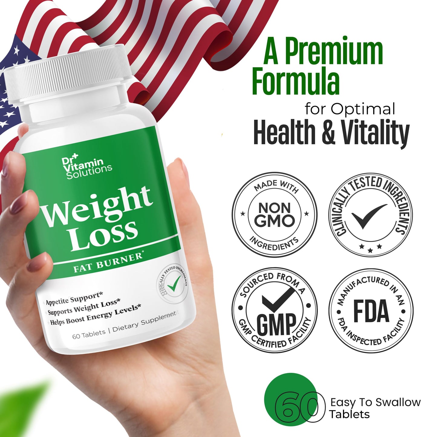 DR VITAMIN SOLUTIONS Fat Burner for Women and Men - Thermogenic Weight Loss Diet Aid, 60 Tablets