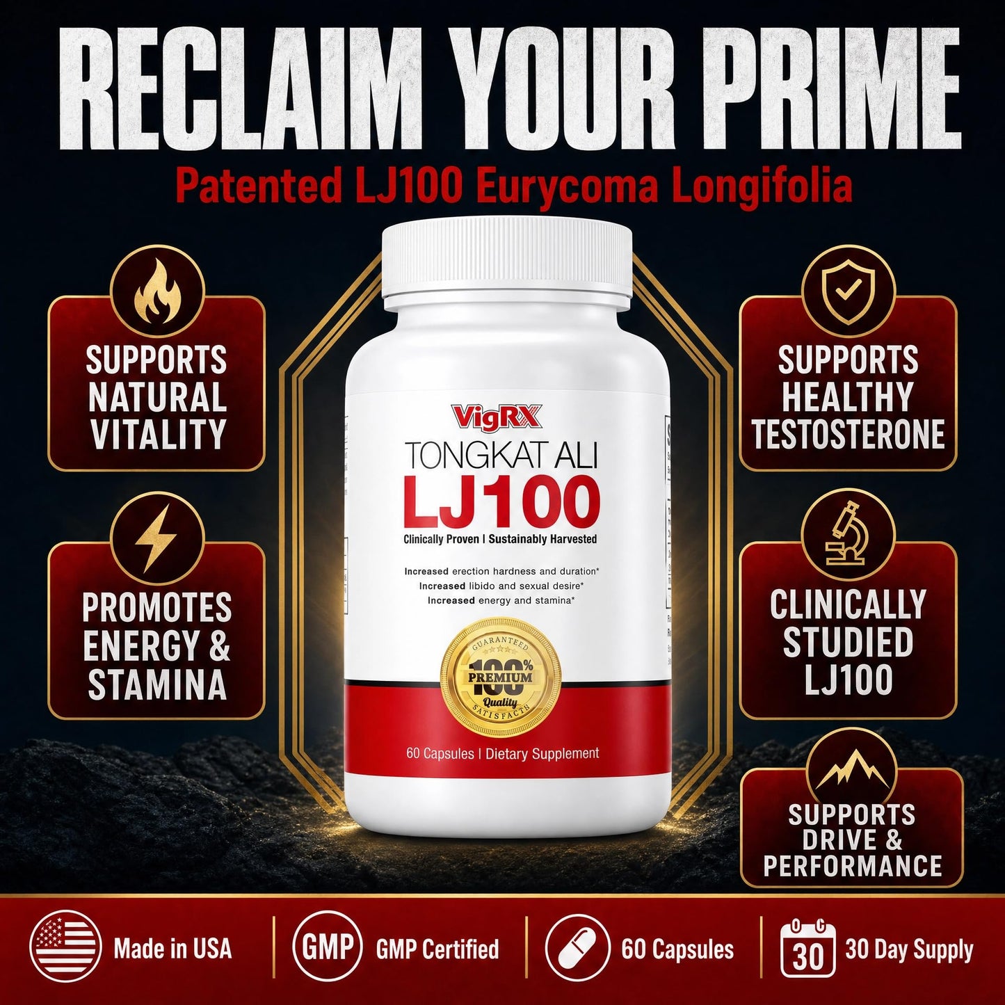 VigRX Tongkat Ali LJ100 Capsules, 60 Count