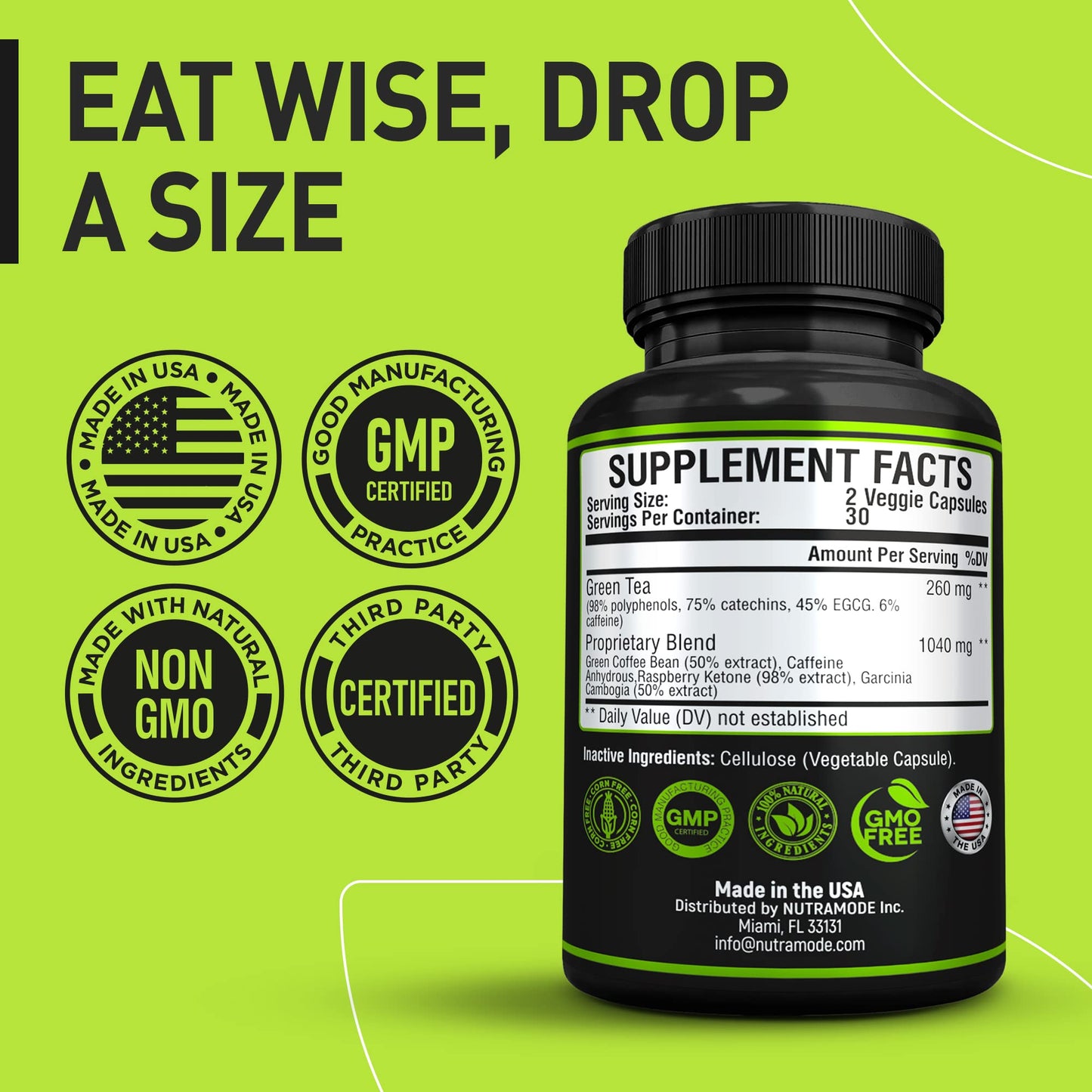 NUTRAMODE Premium Green Tea Extract Fat Burner Capsule 120 Count