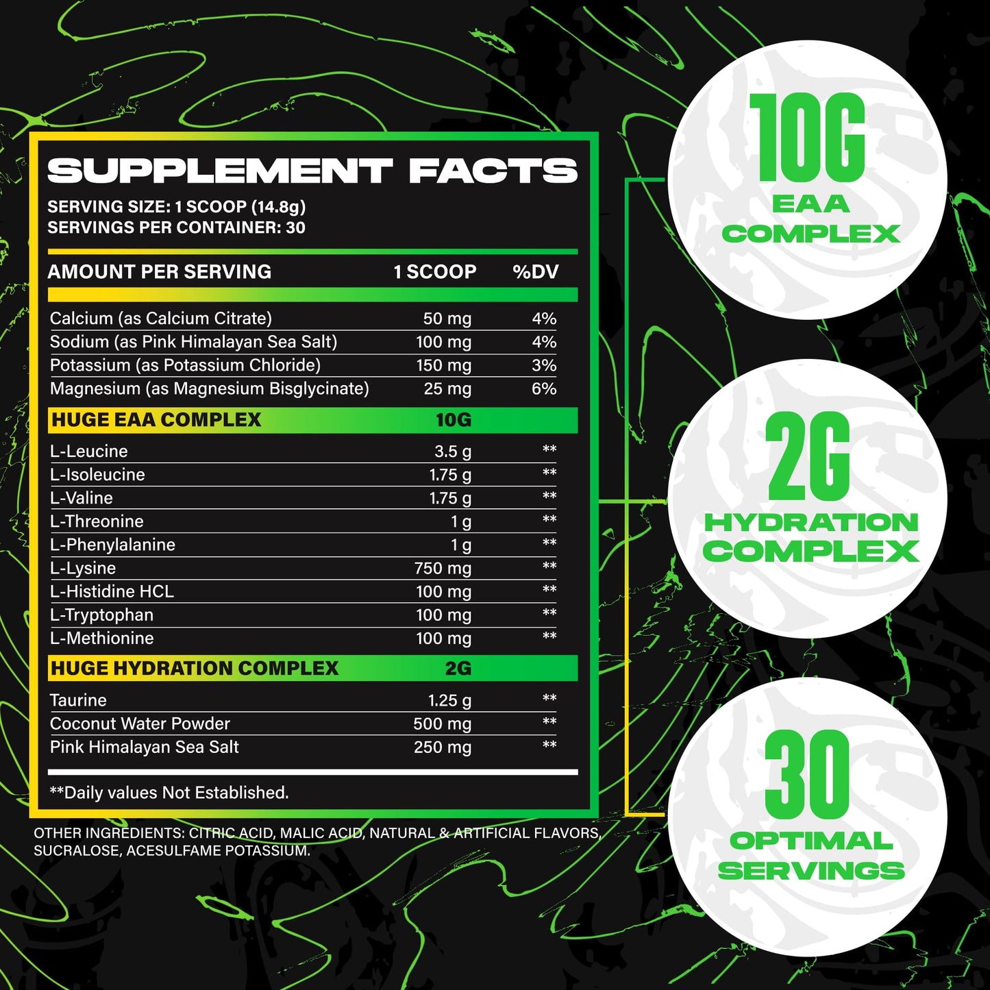 Huge Supplements EAA + Hydration Essential Amino Acids Powder, 15.6 Ounce