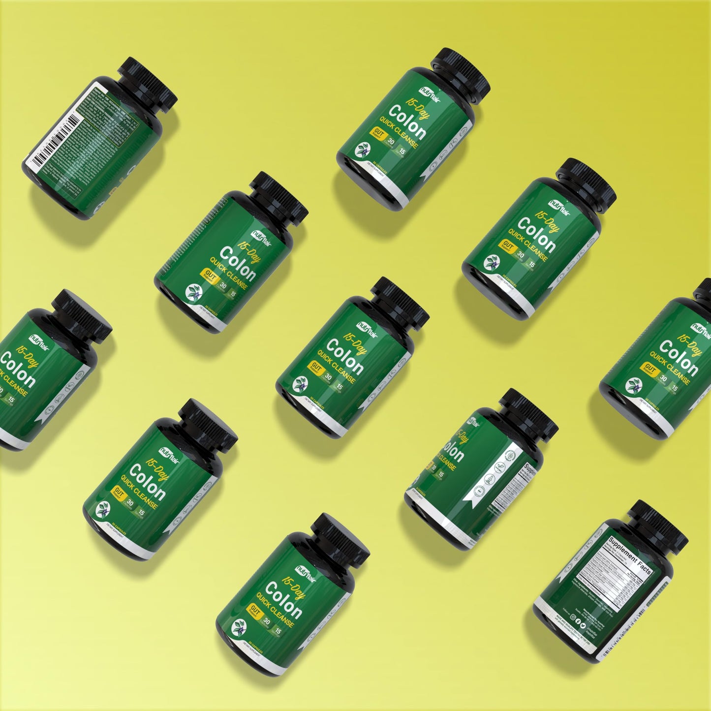 NutriFlair Colon Cleanse – 15 Day Advanced Gut Detox with Cascara Sagrada, Senna Leaf, Psyllium Husk & Probiotics 30 Capsules