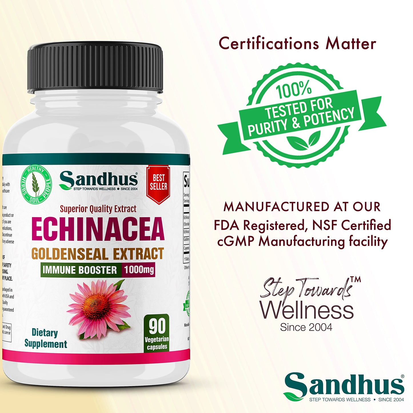 Sandhu's Echinacea Goldenseal Capsules 90 Count