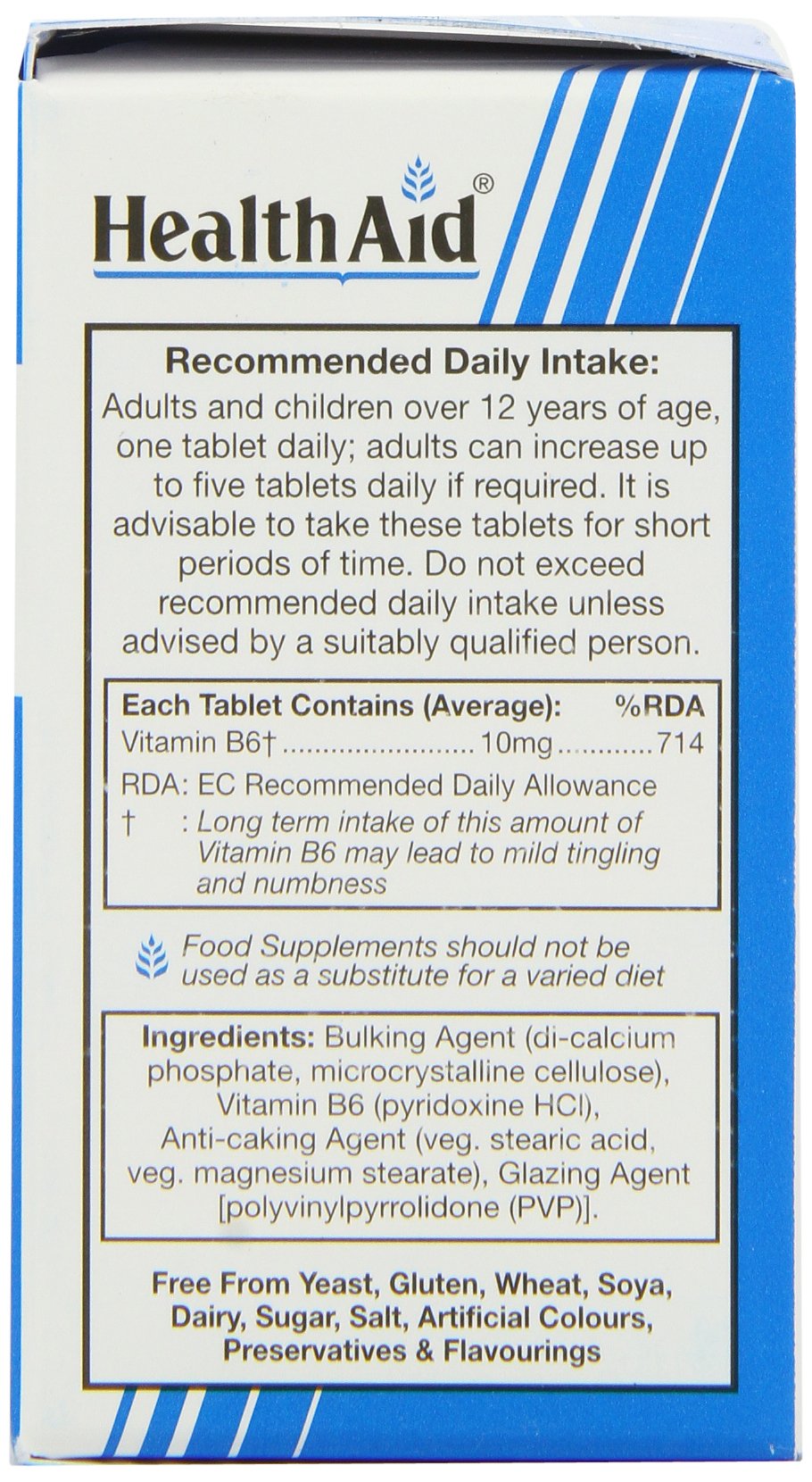 HealthAid Vitamin B6 (Pyridoxine HCl) 10mg Tablets, 100 Count