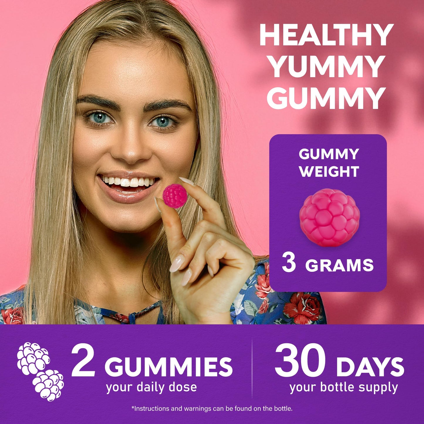 NUTRAHARMONY Biotin Gummies for Hair Growth Support Berry, 60 Gummies