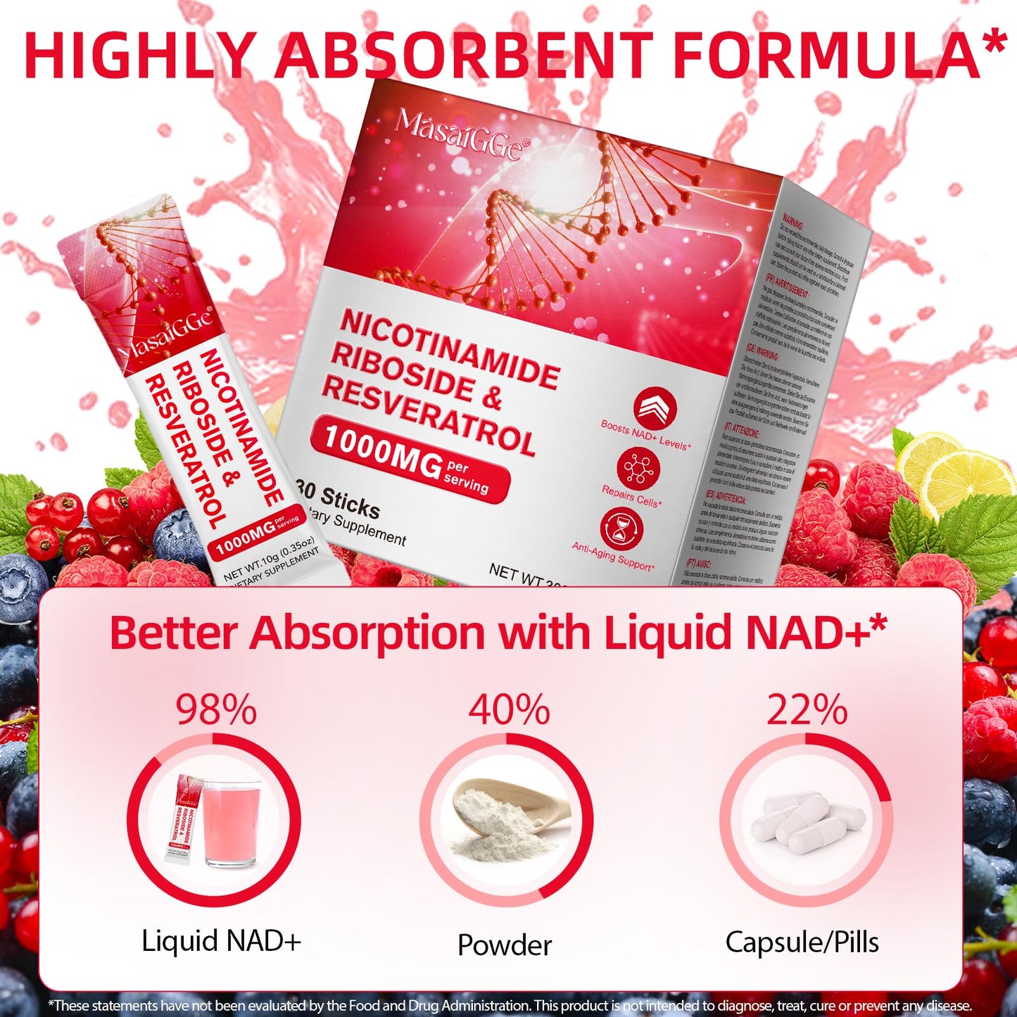 Leeylitdrag NAD 1000mg Nicotinamide Riboside & Resveratrol Capsule 30 Capsules